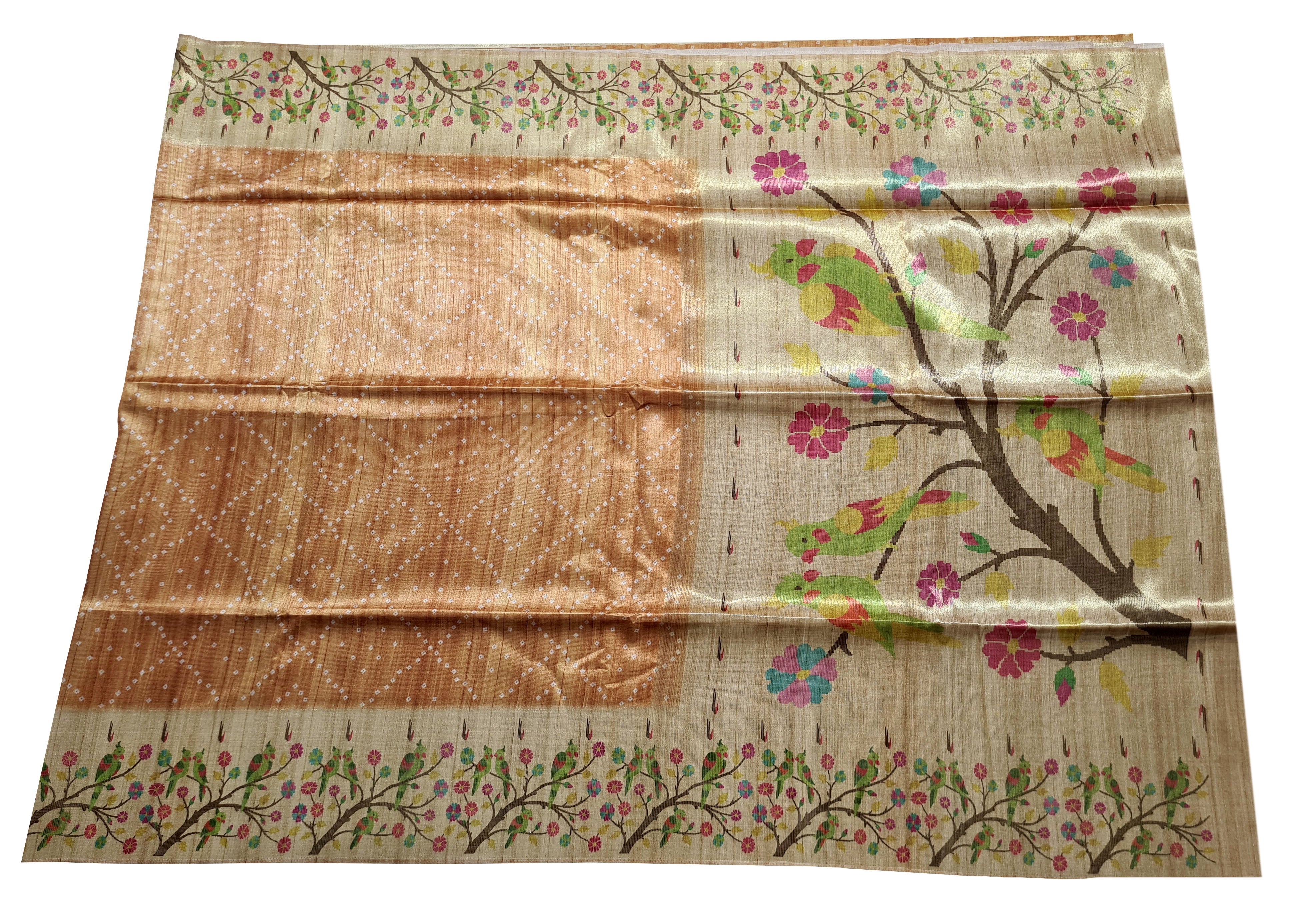Semi Tussar  Antic Design Sarees