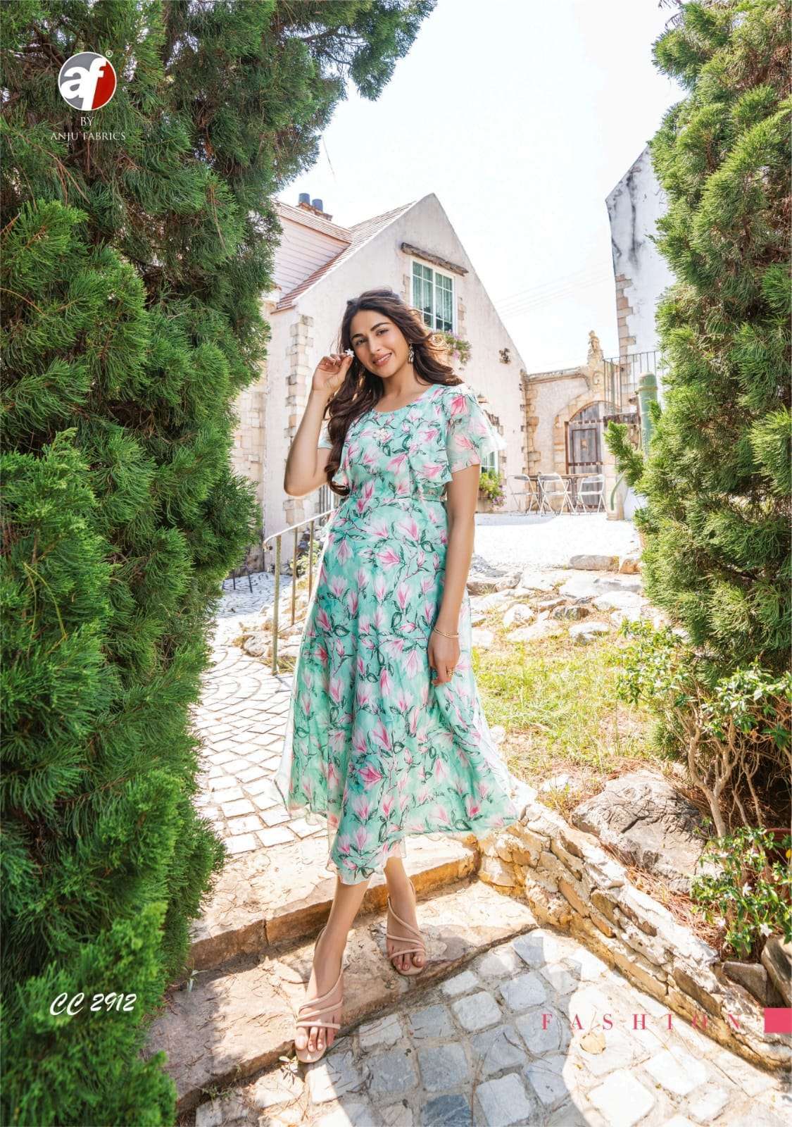 Anju Fabric Presents Coral Charm Viscose Designer Summer Wear  Dress