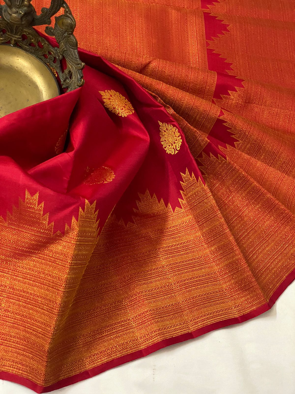KANCHIPURAM PURE SILK HANDLOOM SAREE   WITH 2 GRAM PURE JARI