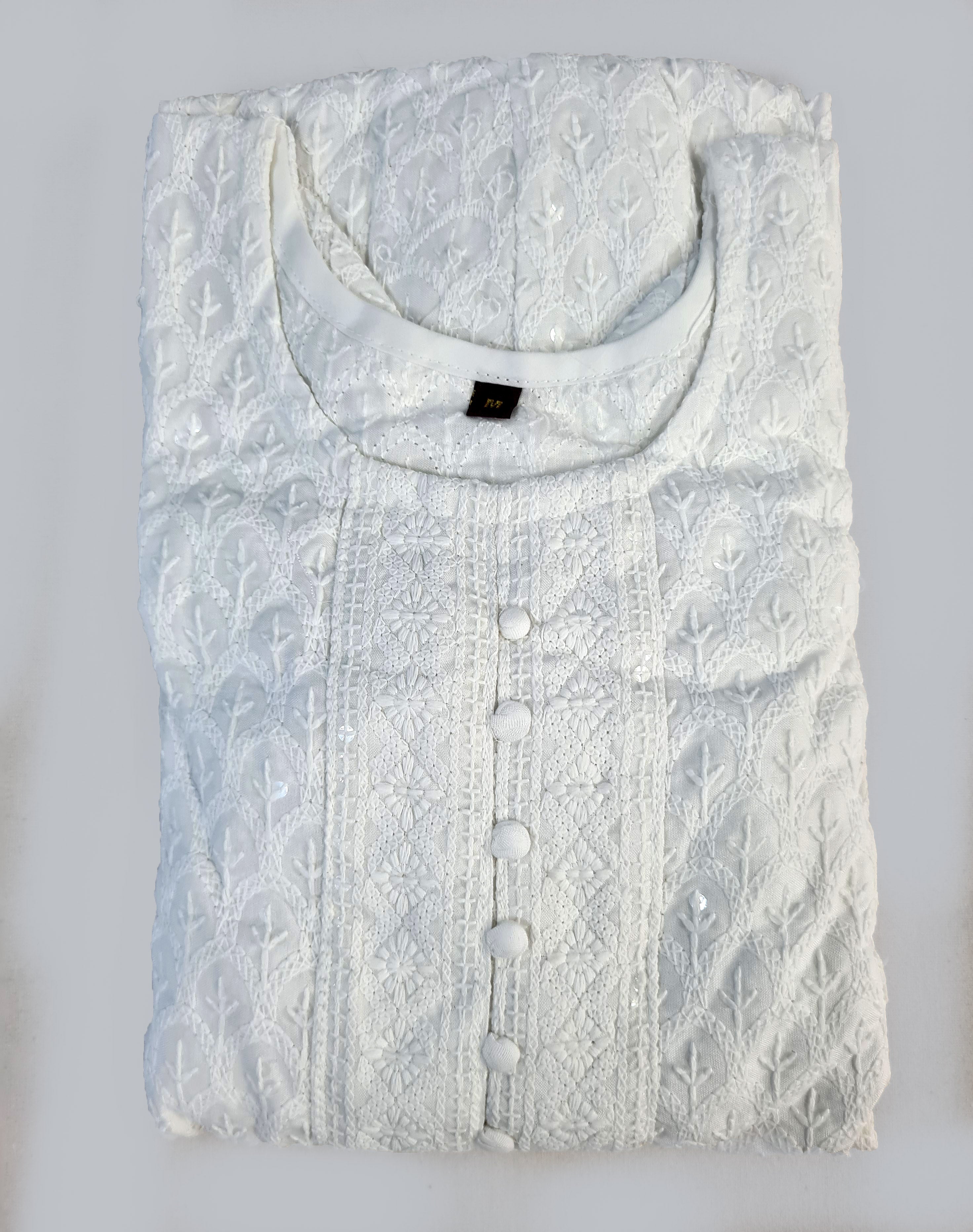 White Embroidery Kurtis Collection