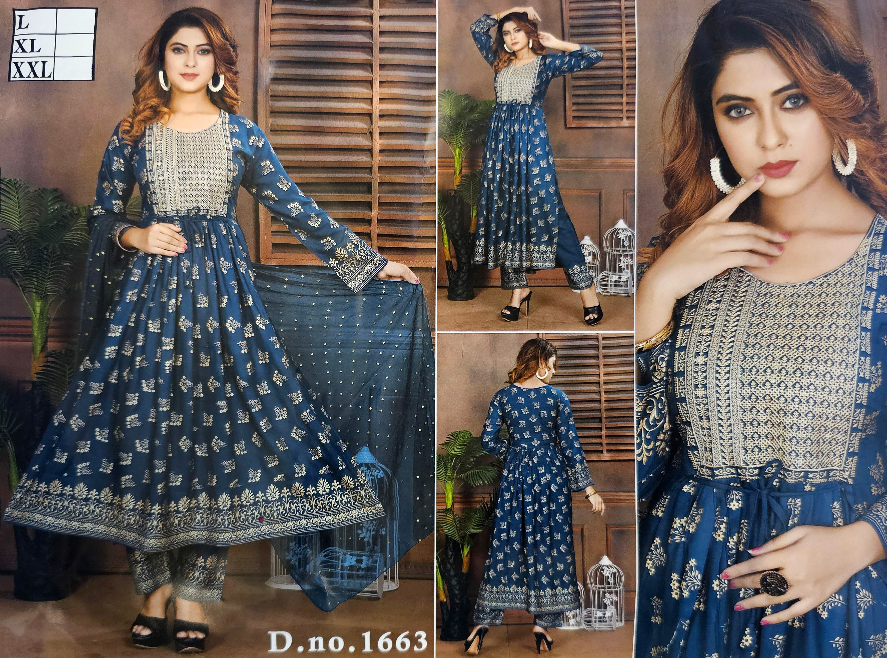 Ethnic Wear Anarkali Kurtis With Pant And Dupatta Collection