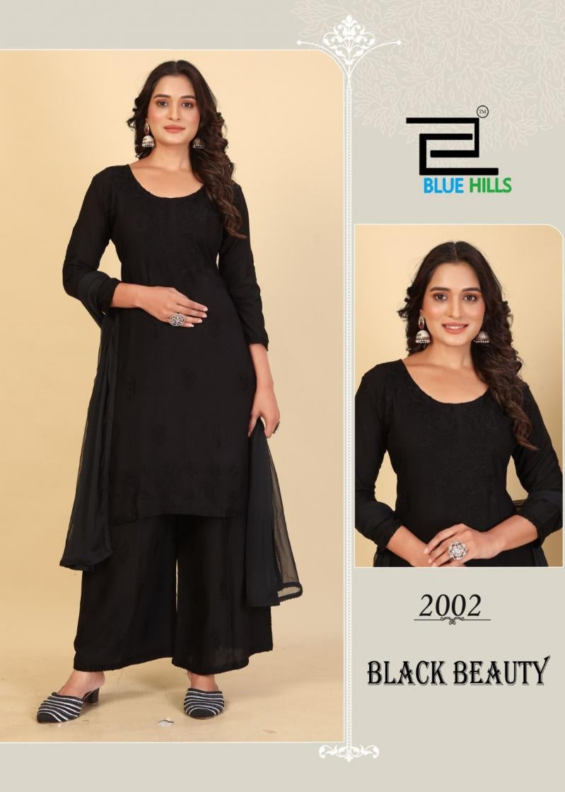 Blue Hills Presents Black Beauty Series 2001-2004 Rayon With Work Anarkali Suit Collections