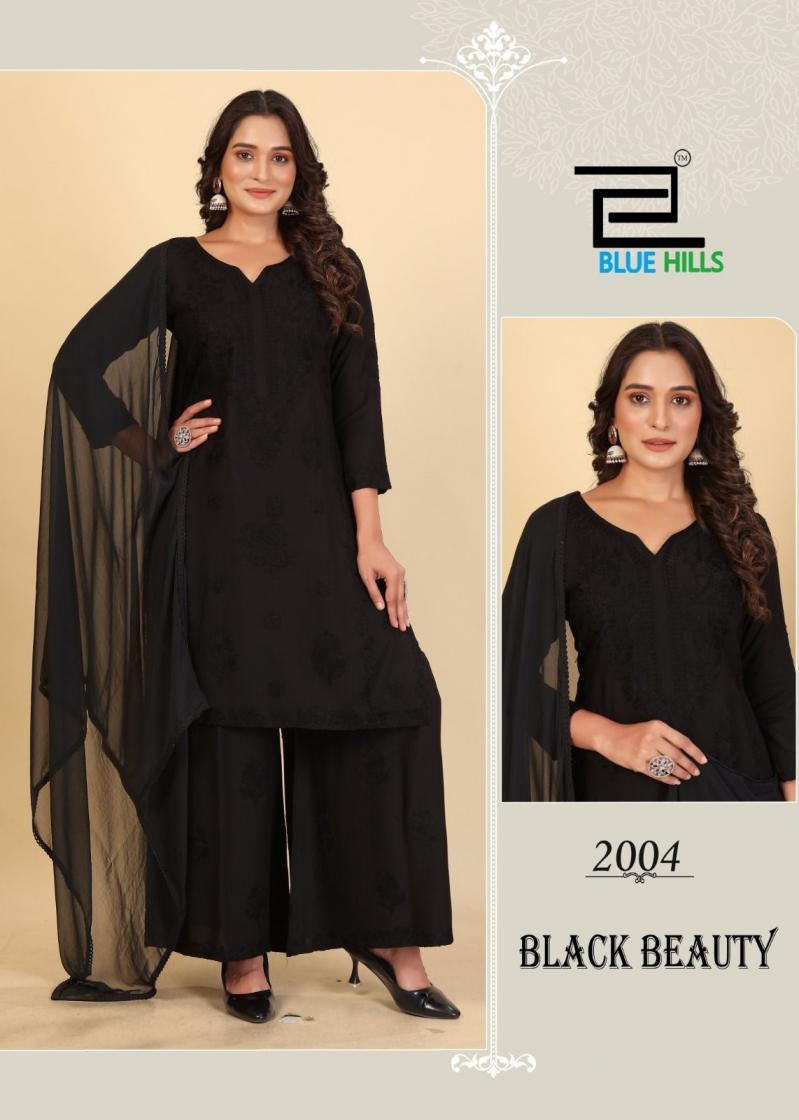 Blue Hills Presents Black Beauty Series 2001-2004 Rayon With Work Anarkali Suit Collections