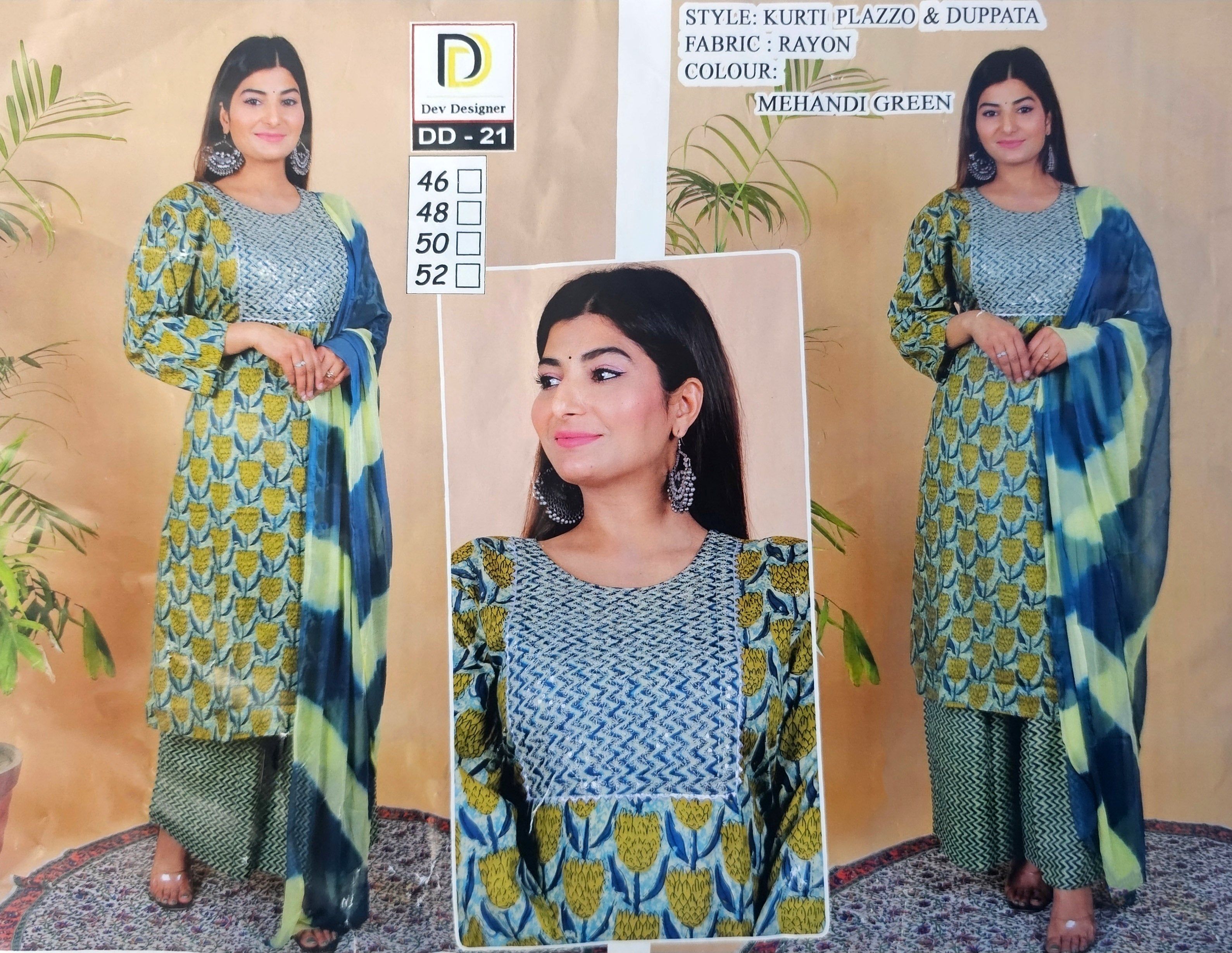 Designer Embroidery Cotton Kurtis With Pant And Dupatta Set