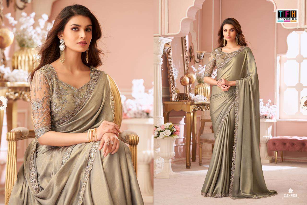 TFH Presents Salsa Style Designer Sarees With stitched blouse – ready size 36, margin up to 40