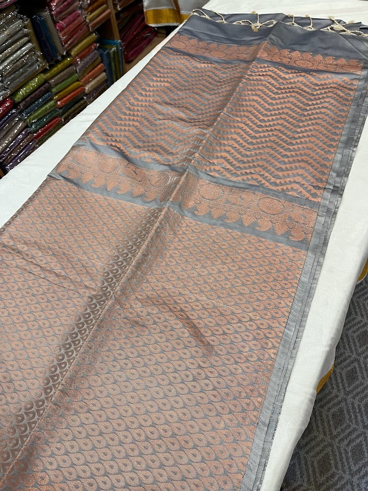 kanchi Semi silk saree   Brocade  blouse and rich jari pallu