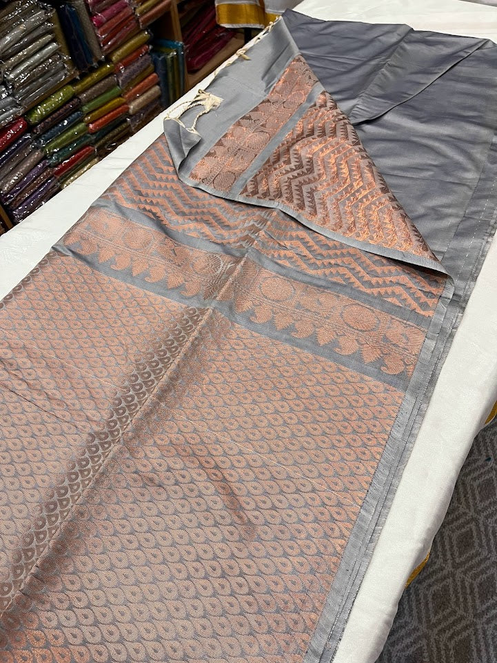 kanchi Semi silk saree   Brocade  blouse and rich jari pallu
