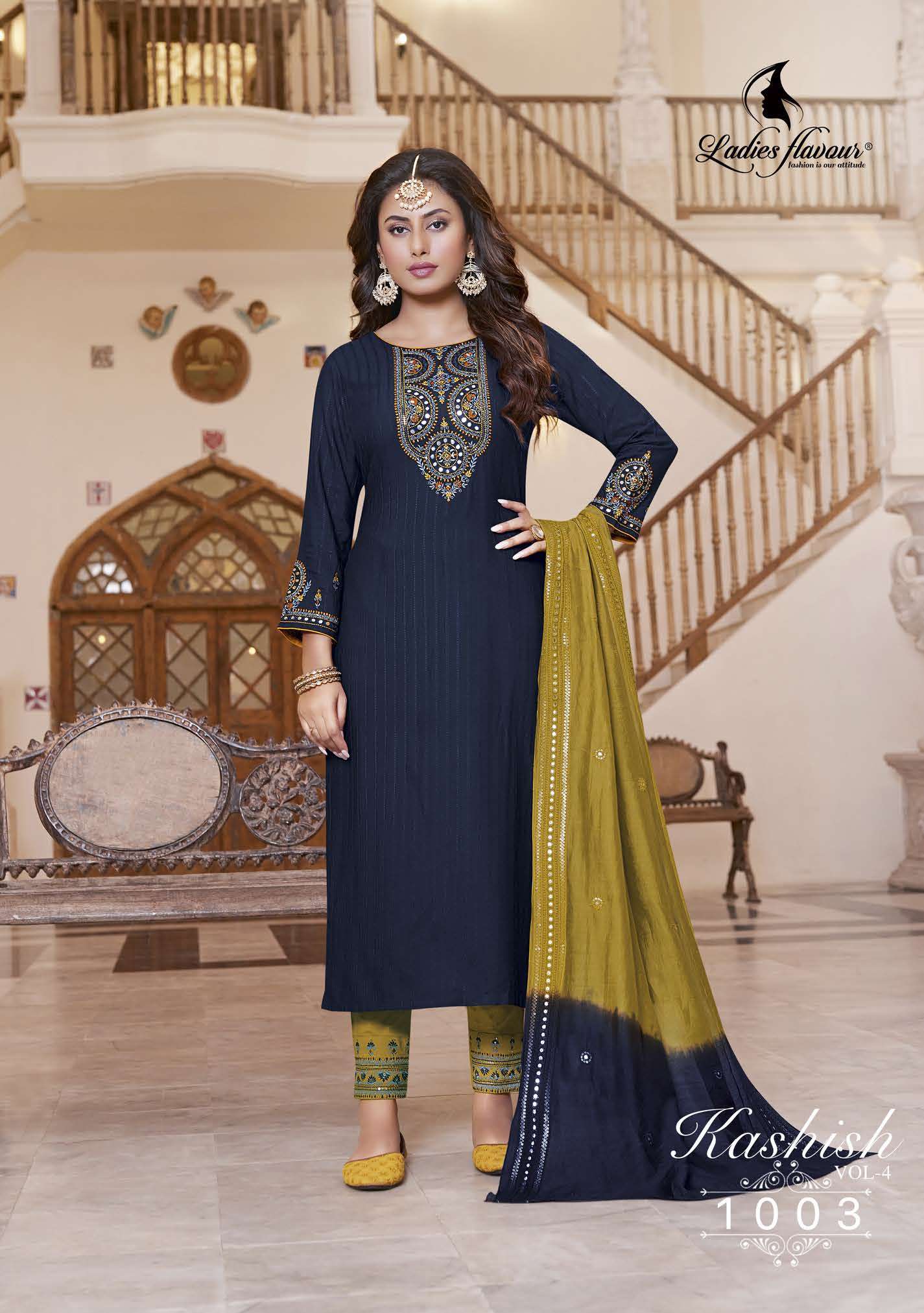 Ladies Flavour Presents Kashish Vol-4 Fancy Rayon Kurtis with Pant And Dupatta Collection