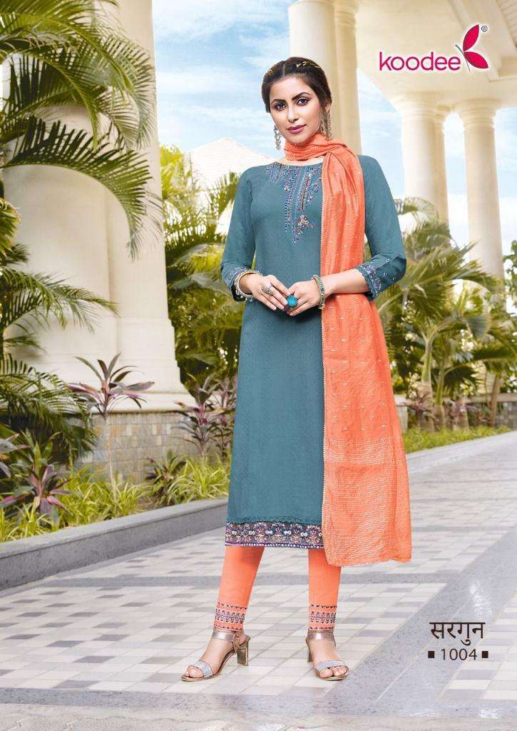 Koodee Fashion Presents Sargun Vol-1 Exclusive Designer Party Wear Kurtis With Pant And Dupatta Collection