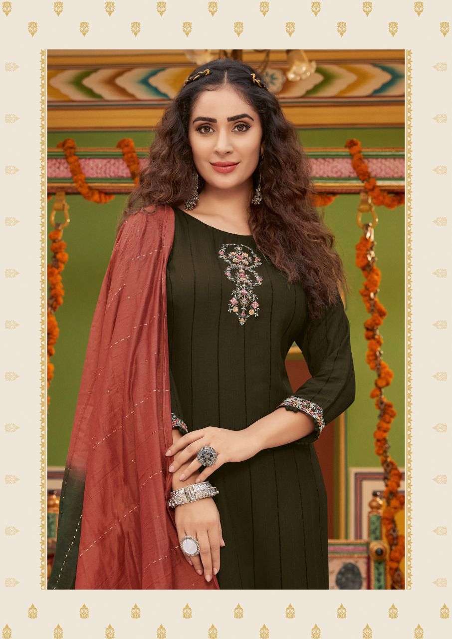 Koodee Fashion Presents Saheli Vol-14 Fancy Designer Kurtis With Pant And Dupatta Collection.