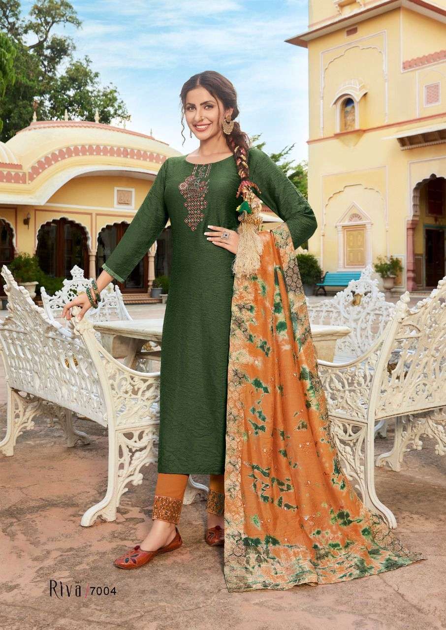 Koodee Presents Riva Vol-07 Fancy Straight Kurtis With Pant And Dupatta Collection