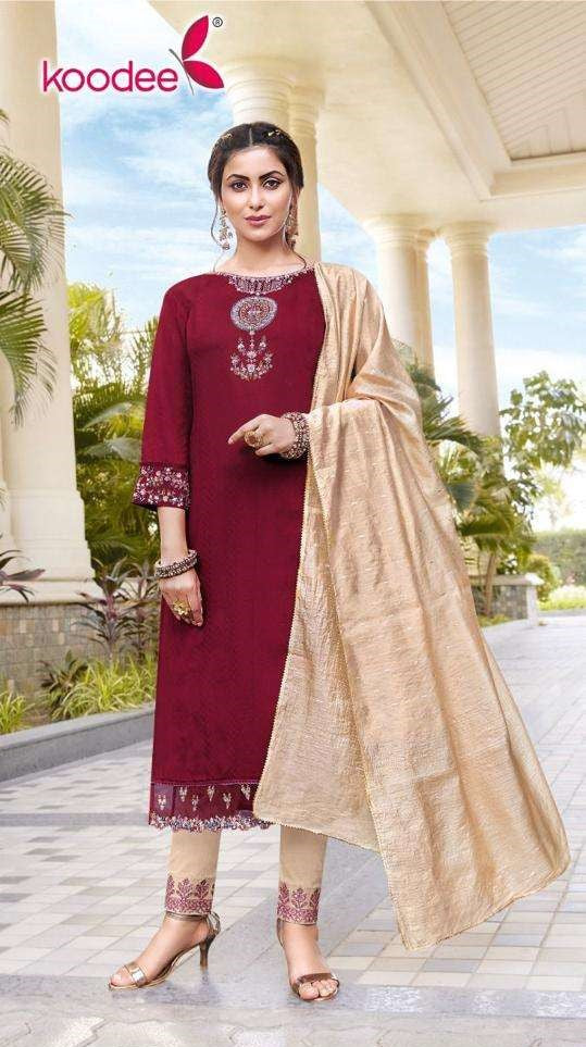 Koodee Fashion Presents Sargun Vol-1 Exclusive Designer Party Wear Kurtis With Pant And Dupatta Collection