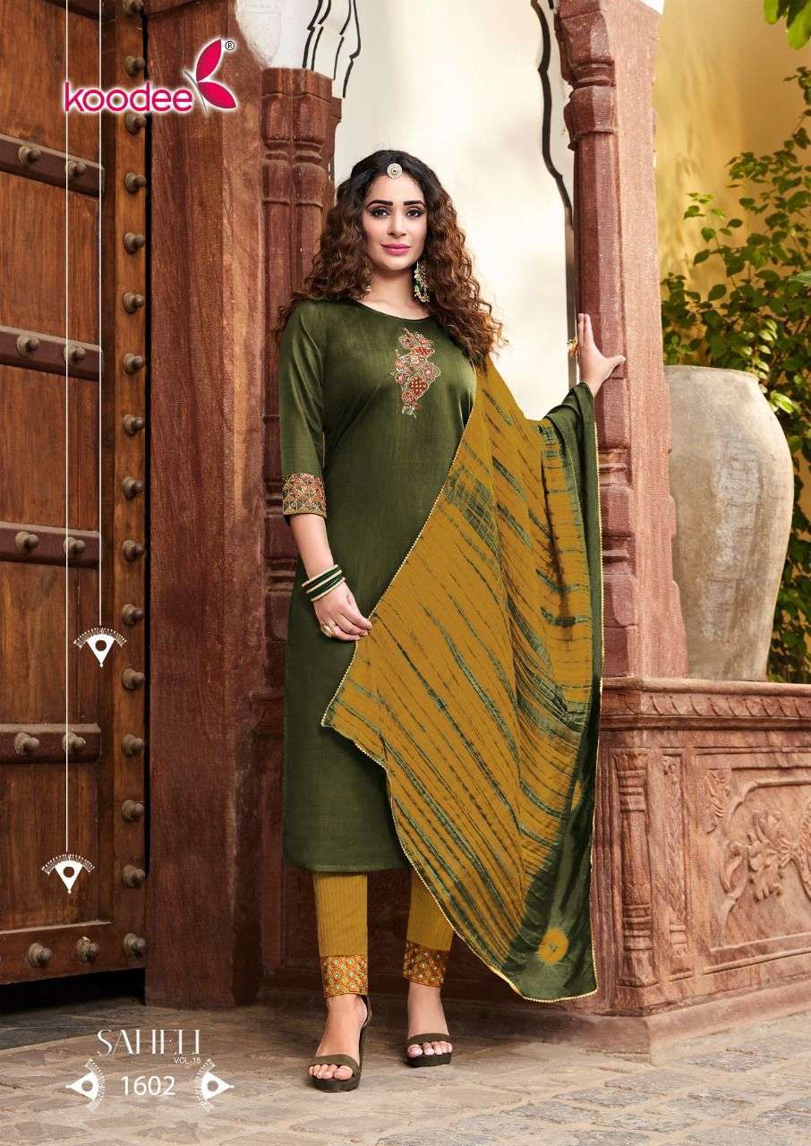 Koodee Fashion Presents Saheli Vol-16 Fancy Designer Kurtis With Pant And Dupatta Collection
