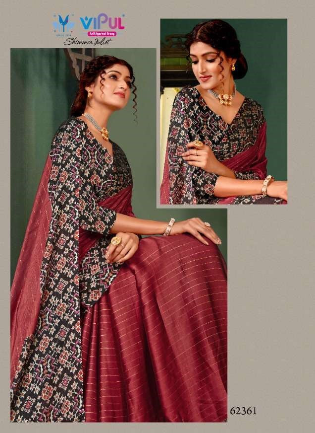 Vipul Presents Shimmer Juliet Chiffon Printed Sarees Collection