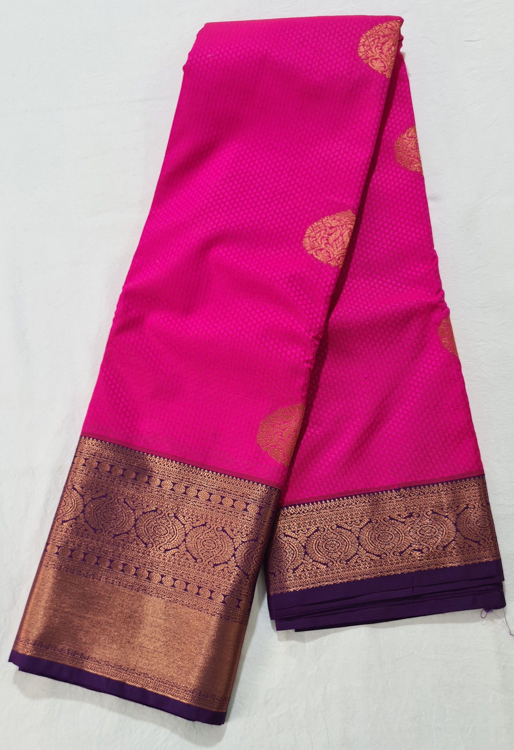 Kanchi Vegan Silk Saree With Contrast Blouse and Rich Jari Pallu