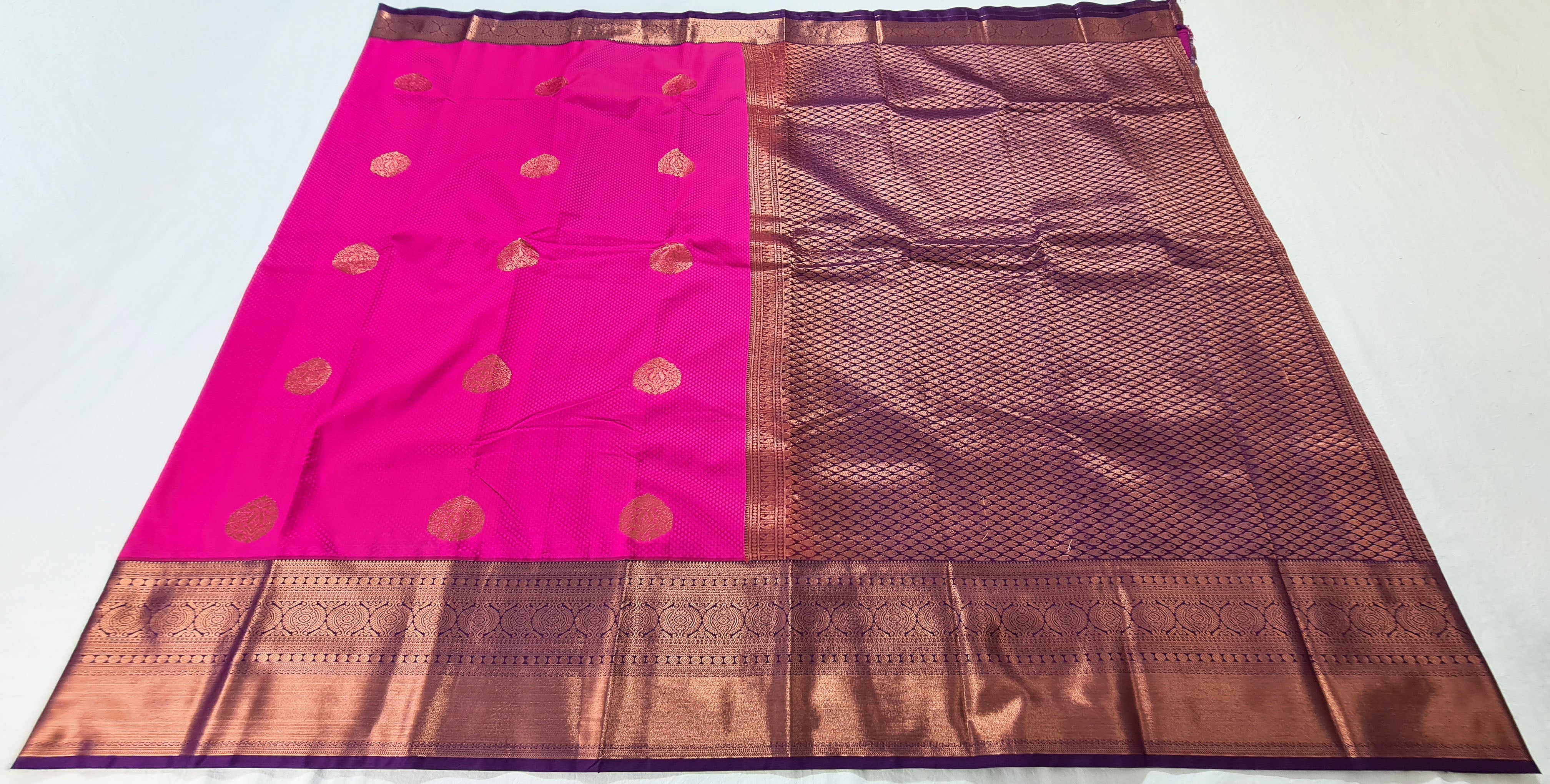 Kanchi Vegan Silk Saree With Contrast Blouse and Rich Jari Pallu