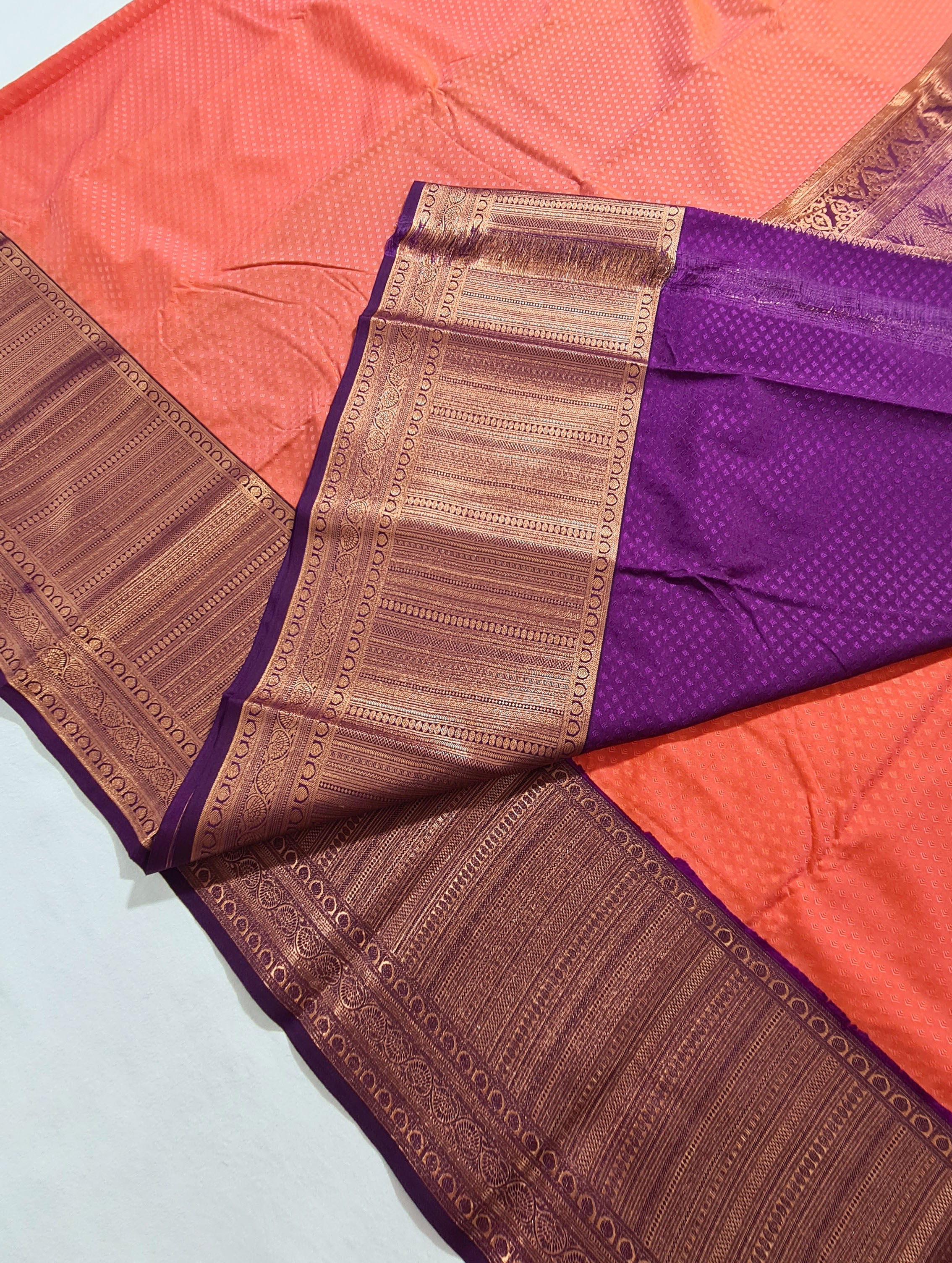 Kanchi Vegan Silk Saree With Contrast Blouse and Rich Jari Pallu