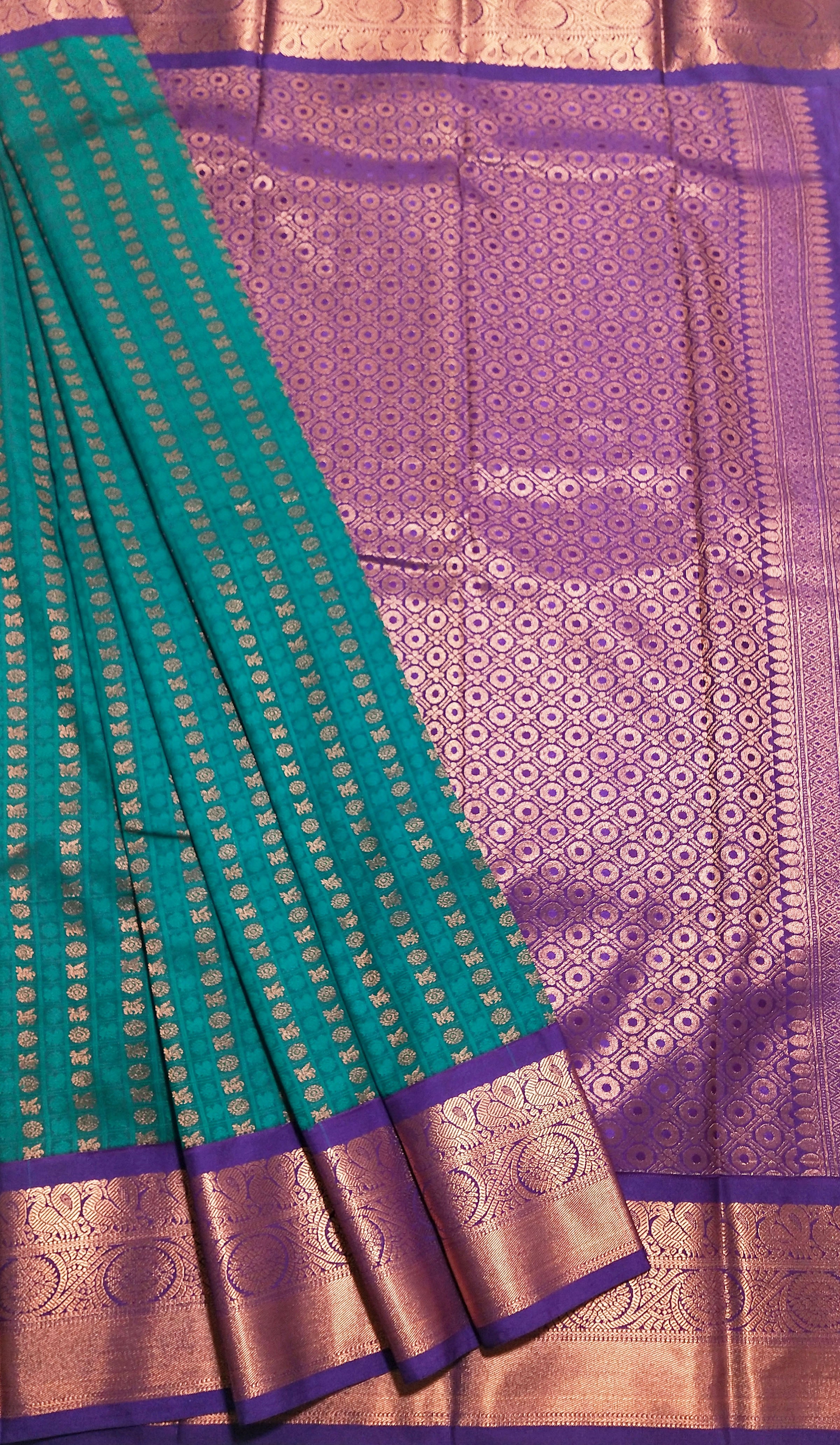 Kanchi Vegan Silk Saree With Contrast Blouse and Rich Jari Pallu
