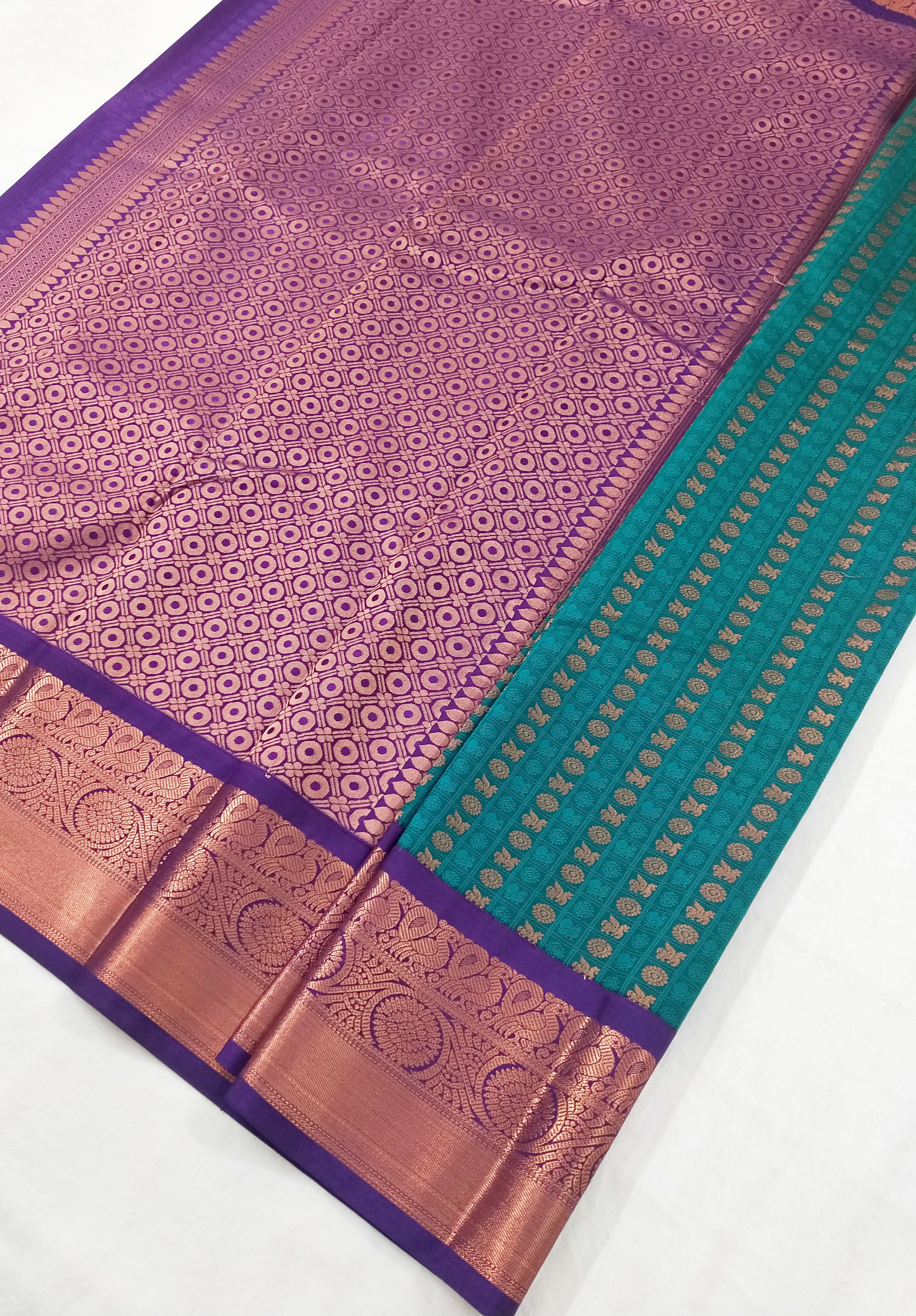 Kanchi Vegan Silk Saree With Contrast Blouse and Rich Jari Pallu