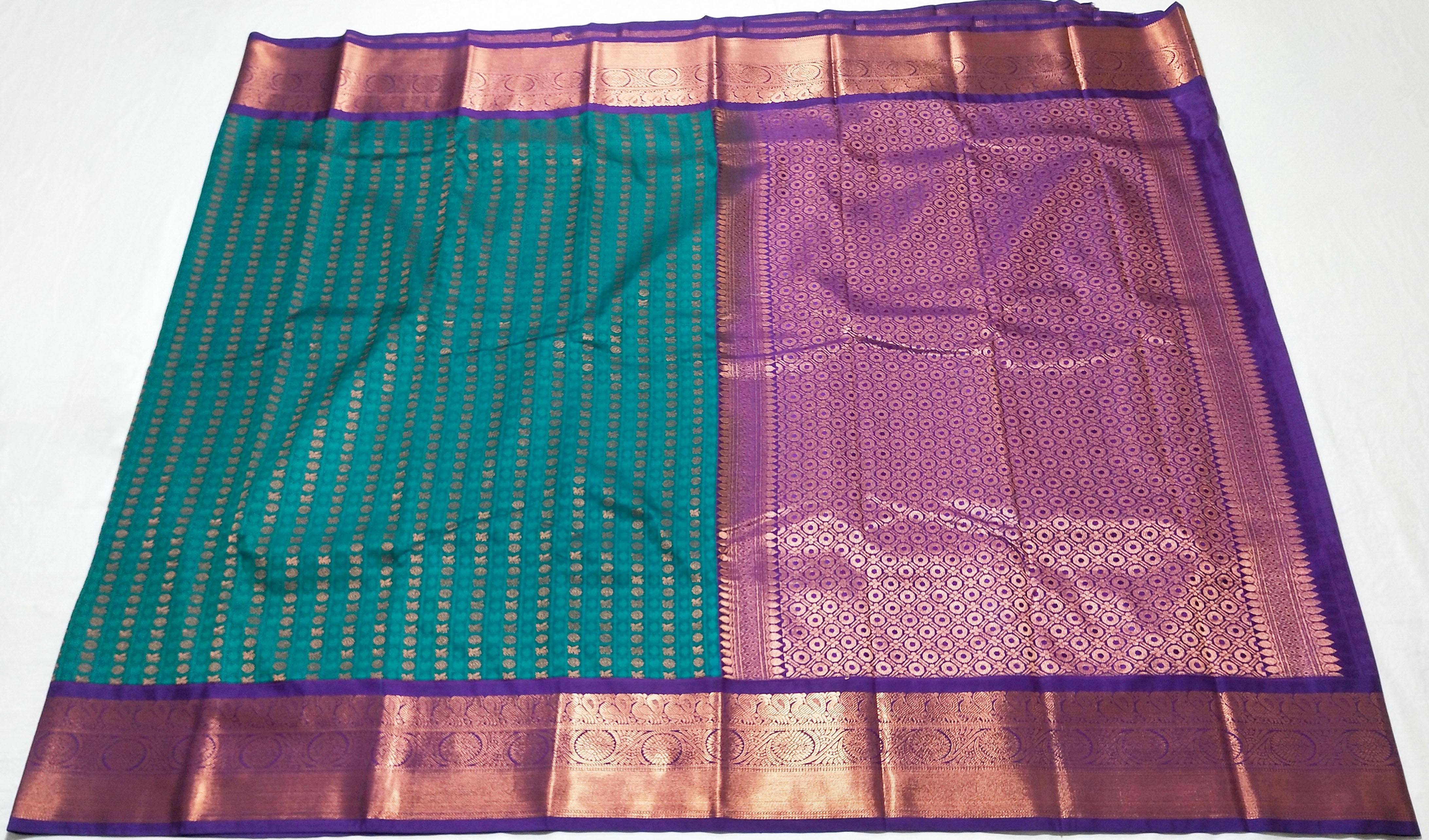 Kanchi Vegan Silk Saree With Contrast Blouse and Rich Jari Pallu