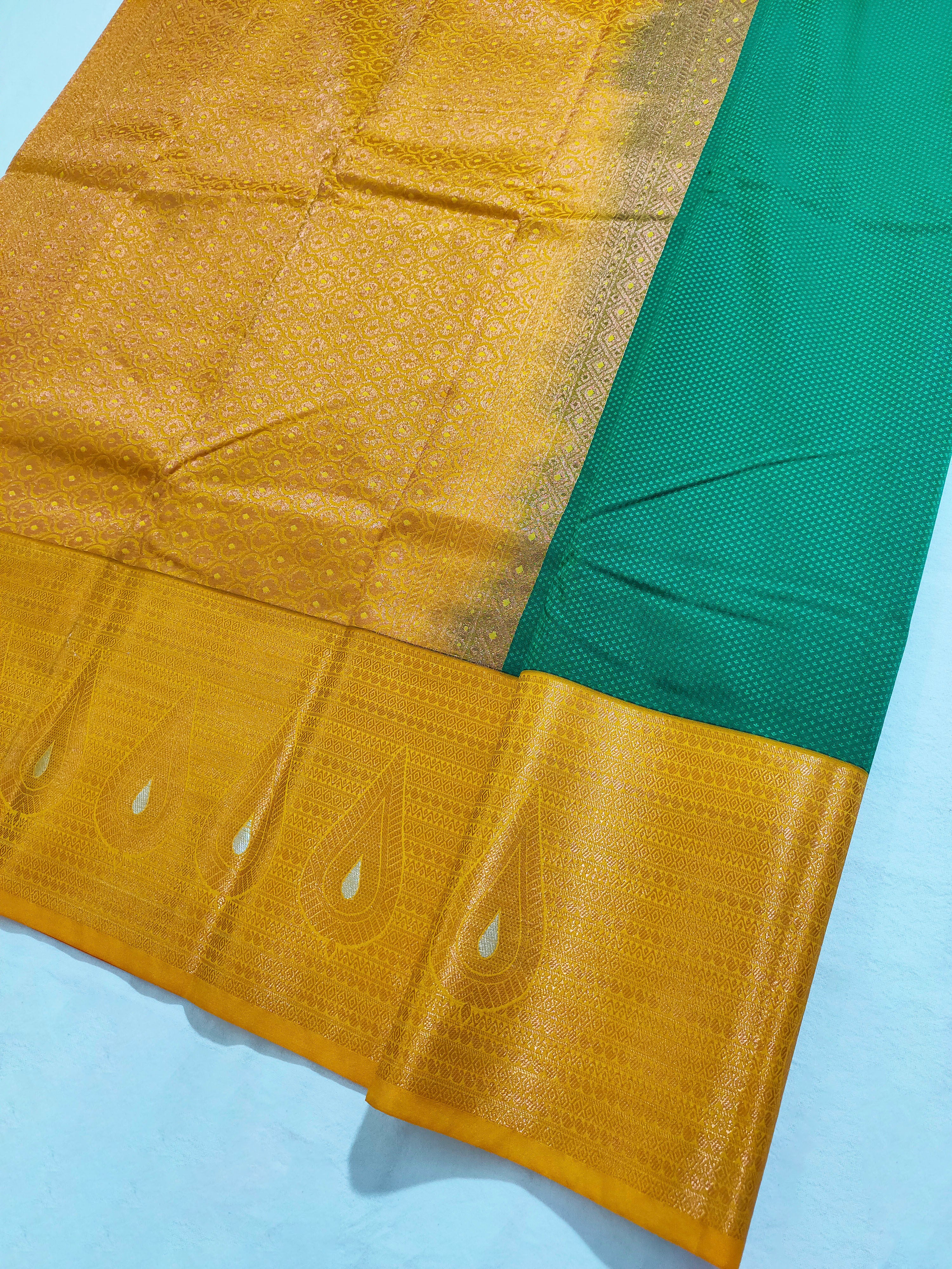 Kanchi Vegan Silk Saree With Contrast Blouse and Rich Jari Pallu