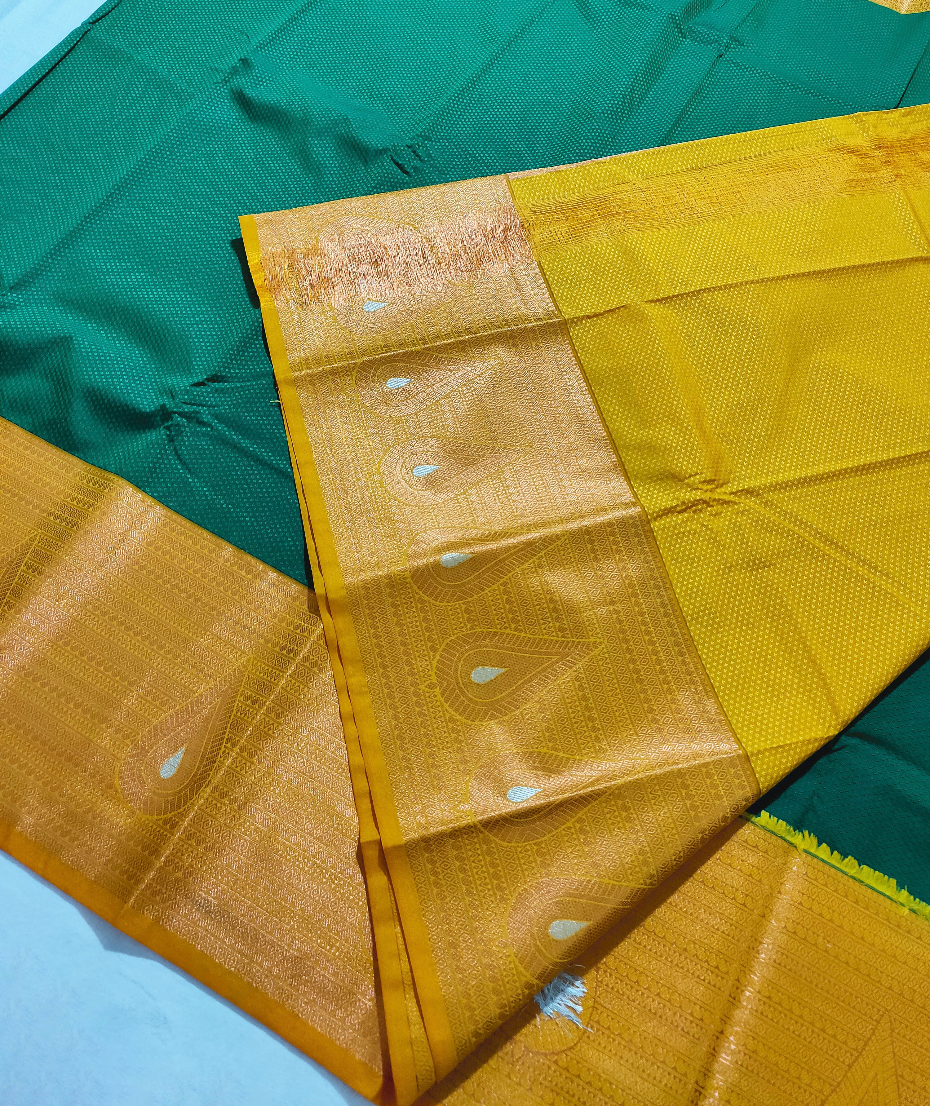 Kanchi Vegan Silk Saree With Contrast Blouse and Rich Jari Pallu