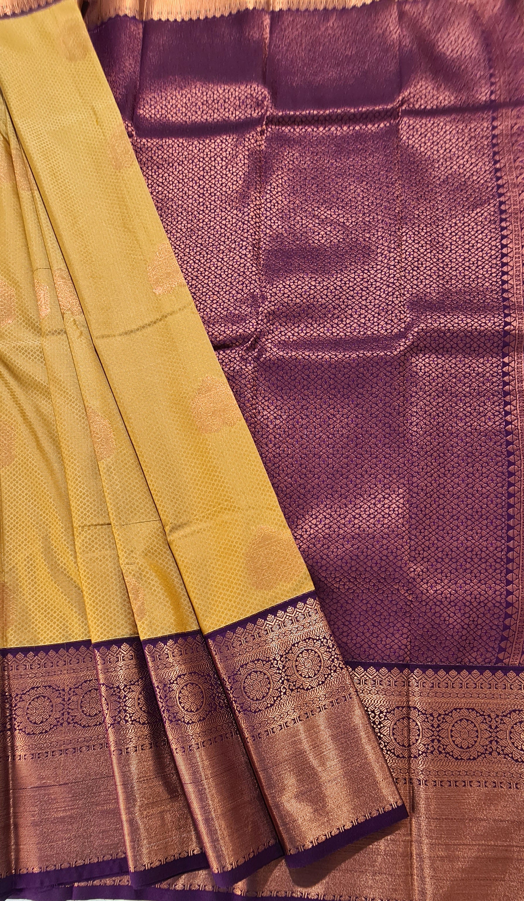 Kanchi Vegan Silk Saree With Contrast Blouse and Rich Jari Pallu