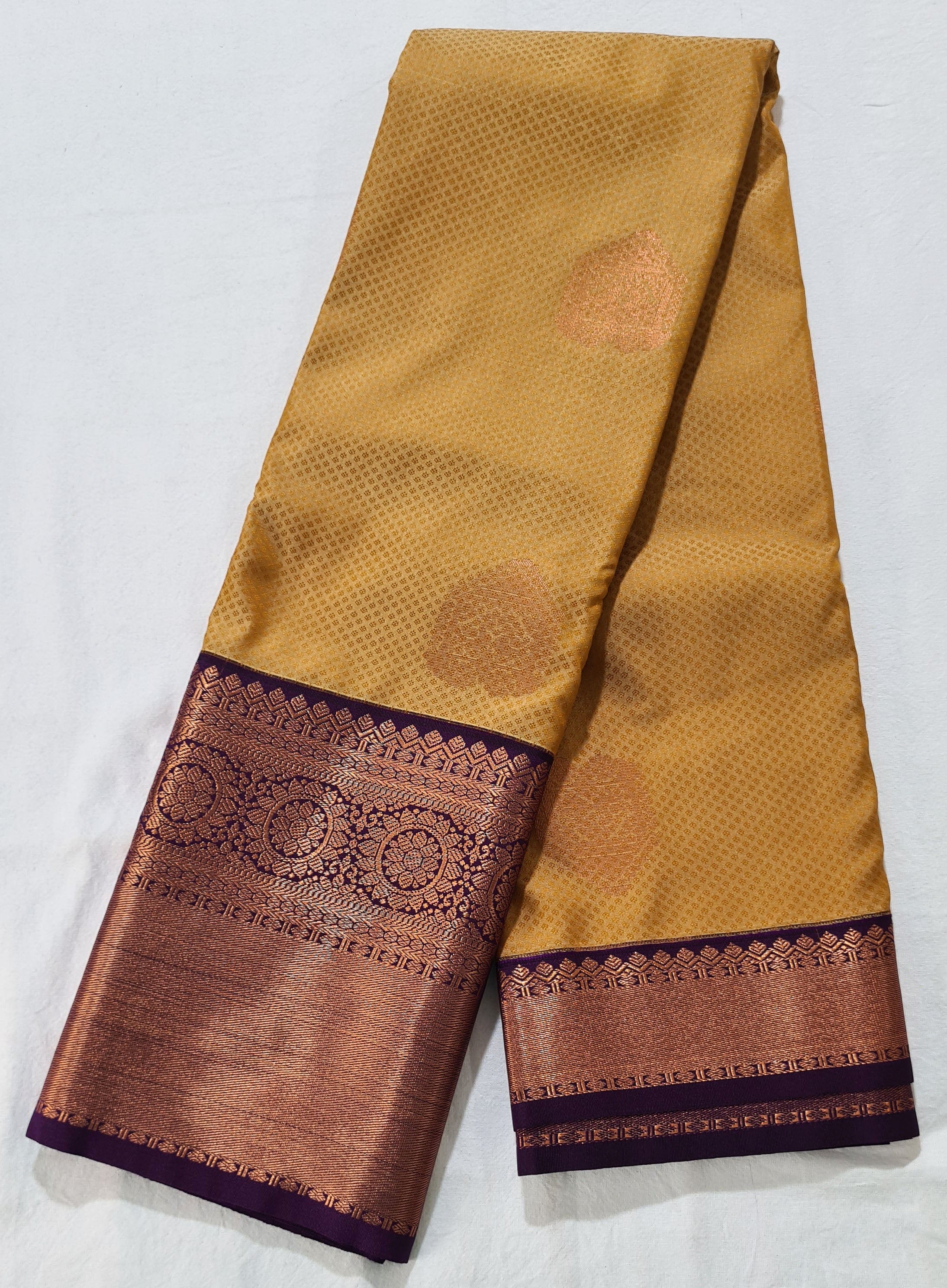 Kanchi Vegan Silk Saree With Contrast Blouse and Rich Jari Pallu