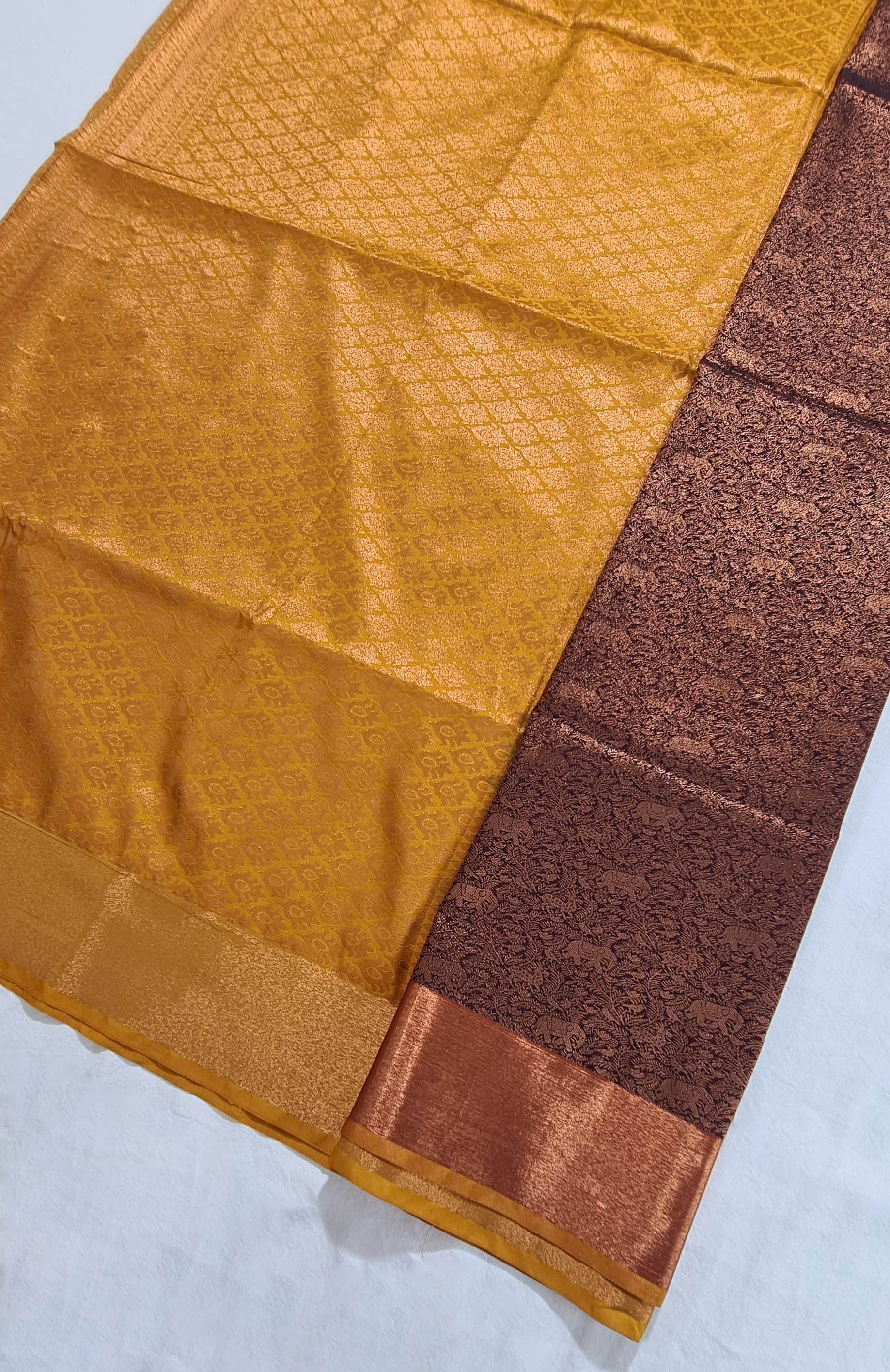 Kanchi Vegan Silk Saree With Contrast Blouse and Rich Jari Pallu