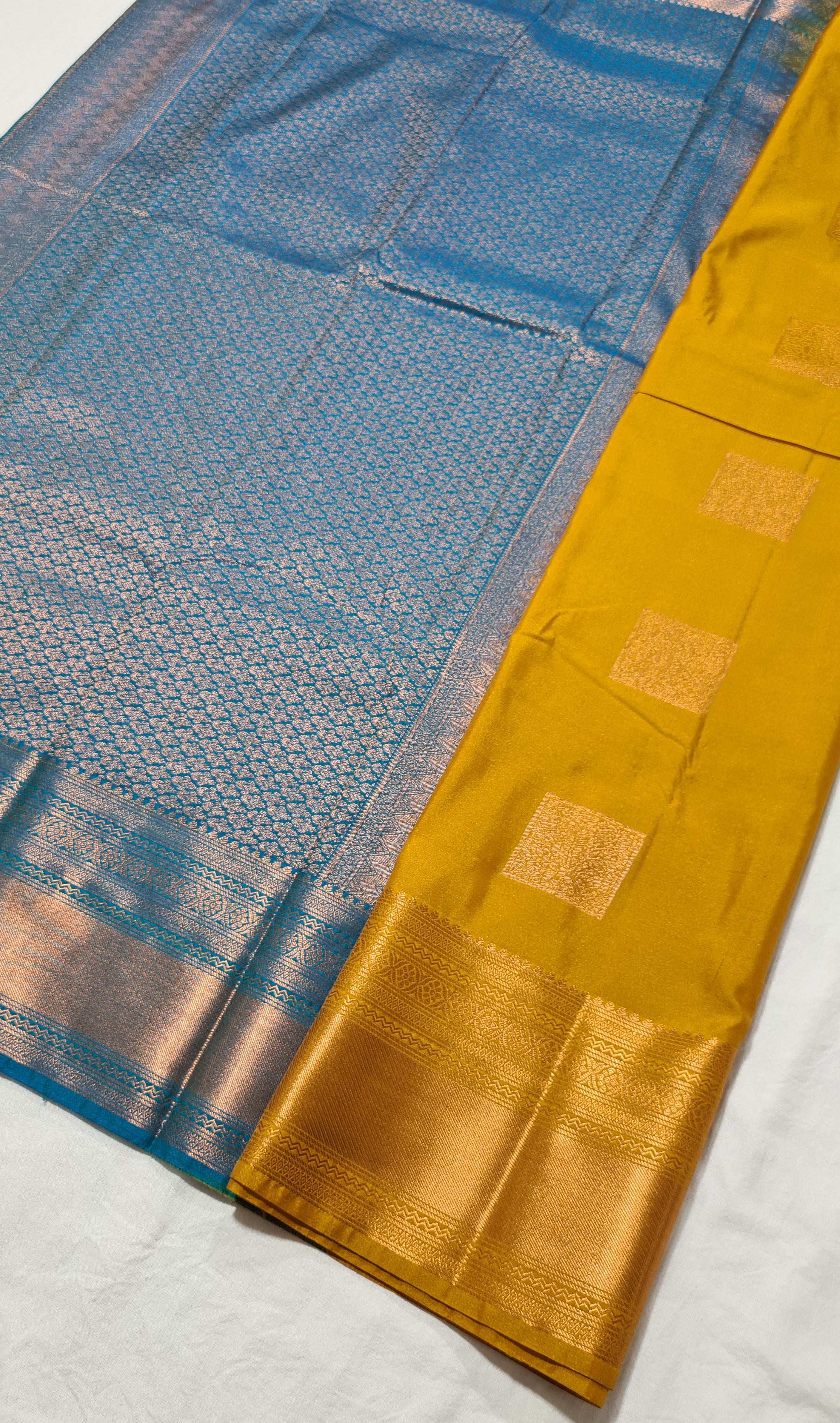 Kanchi Vegan Silk Saree With Contrast Blouse and Rich Jari Pallu