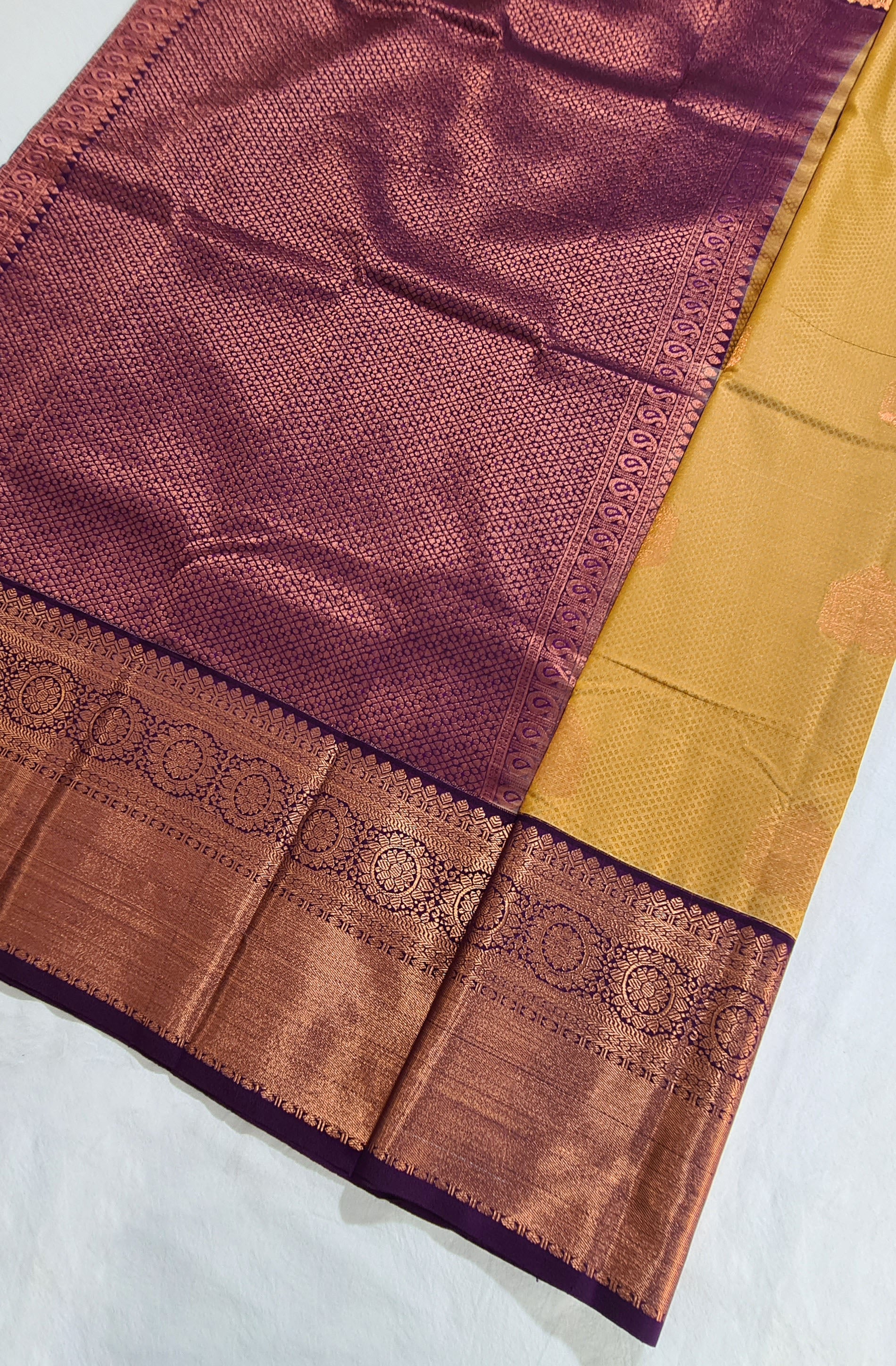 Kanchi Vegan Silk Saree With Contrast Blouse and Rich Jari Pallu