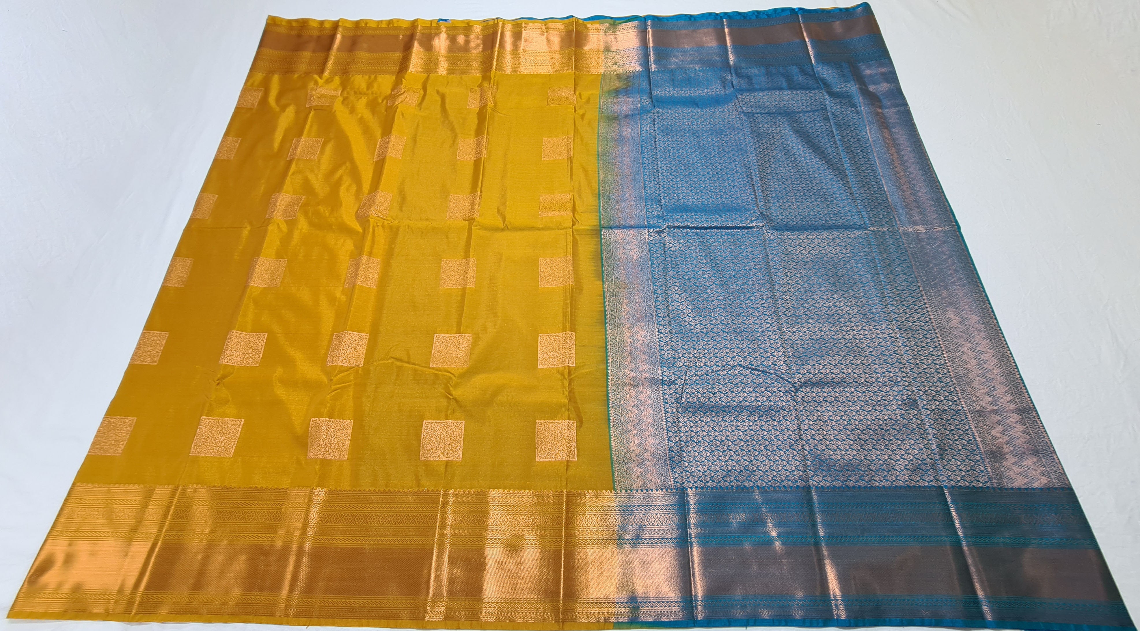 Kanchi Vegan Silk Saree With Contrast Blouse and Rich Jari Pallu