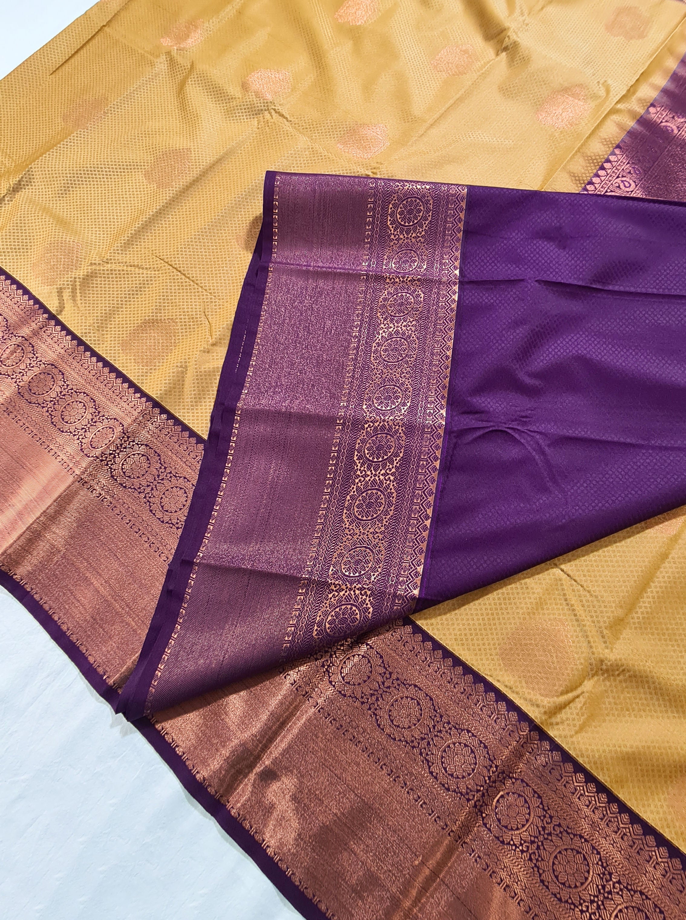 Kanchi Vegan Silk Saree With Contrast Blouse and Rich Jari Pallu