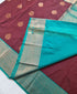 Kanchi Vegan Silk Saree With Contrast Blouse and Rich Jari Pallu