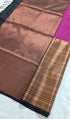 Kanchi Vegan Silk Saree With Contrast Blouse and Rich Jari Pallu
