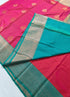 Kanchi Vegan Silk Saree With Contrast Blouse and Rich Jari Pallu