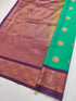 Kanchi Vegan Silk Saree With Contrast Blouse and Rich Jari Pallu