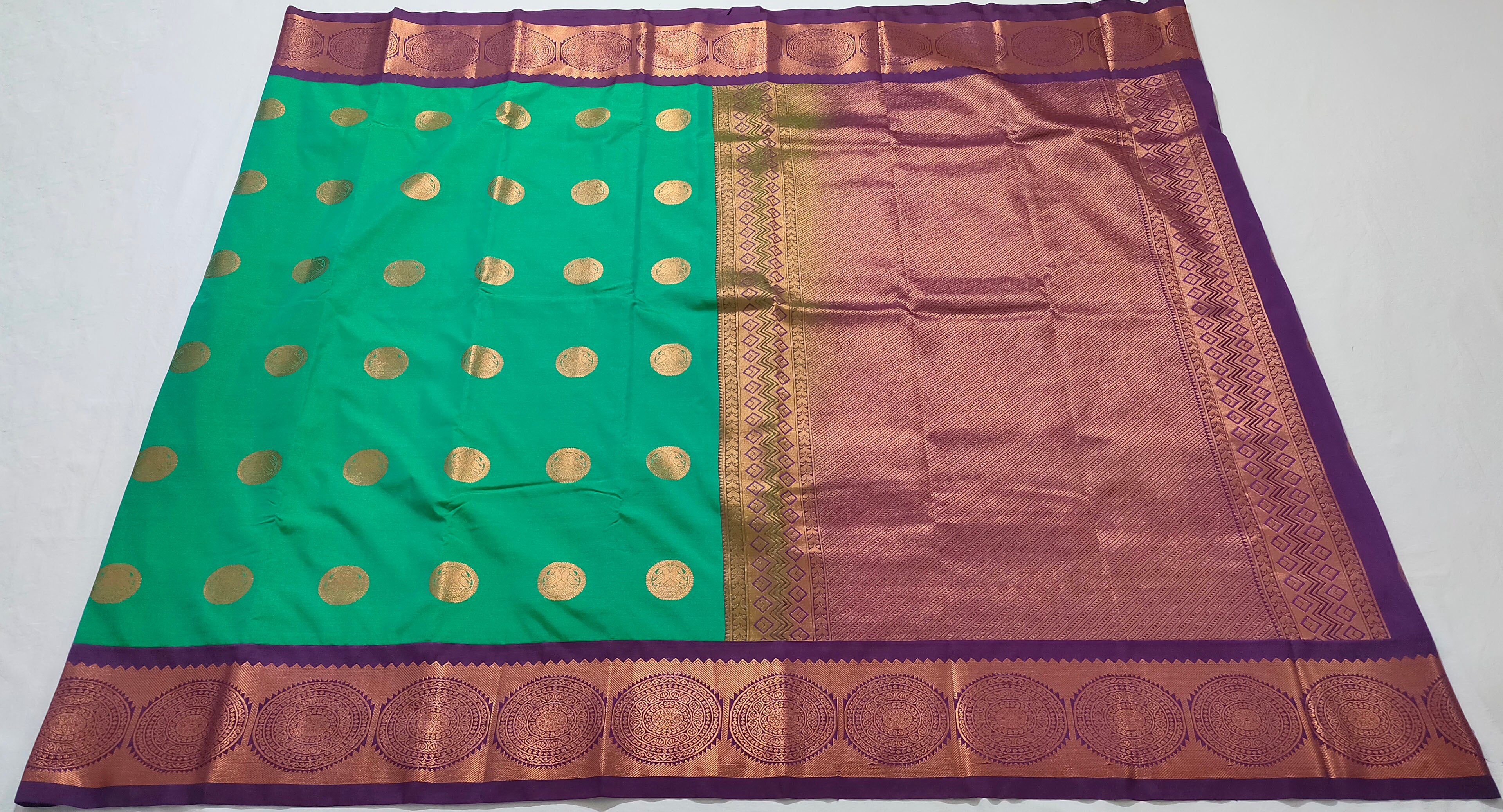 Kanchi Vegan Silk Saree With Contrast Blouse and Rich Jari Pallu