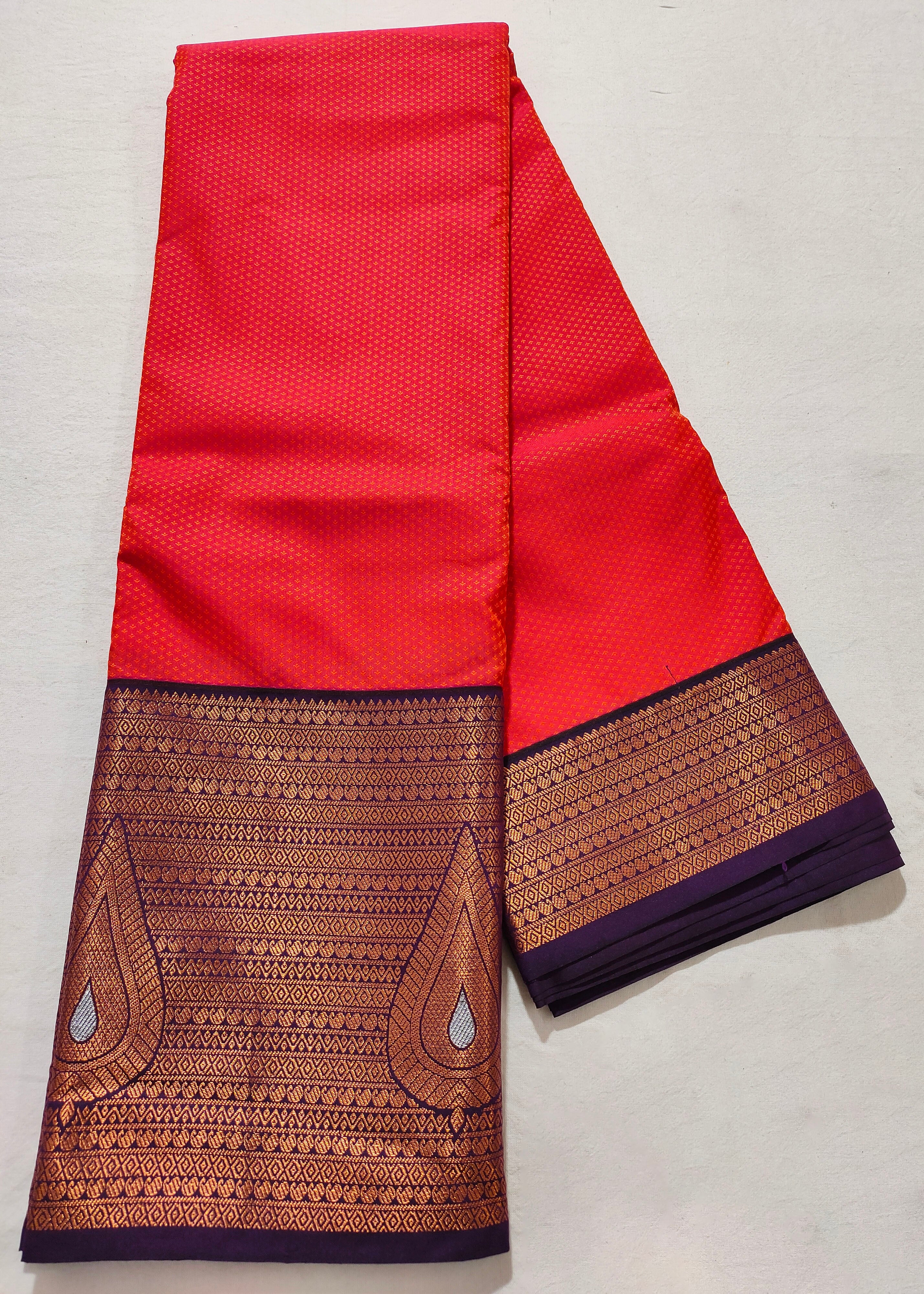 Kanchi Vegan Silk Saree With Contrast Blouse and Rich Jari Pallu