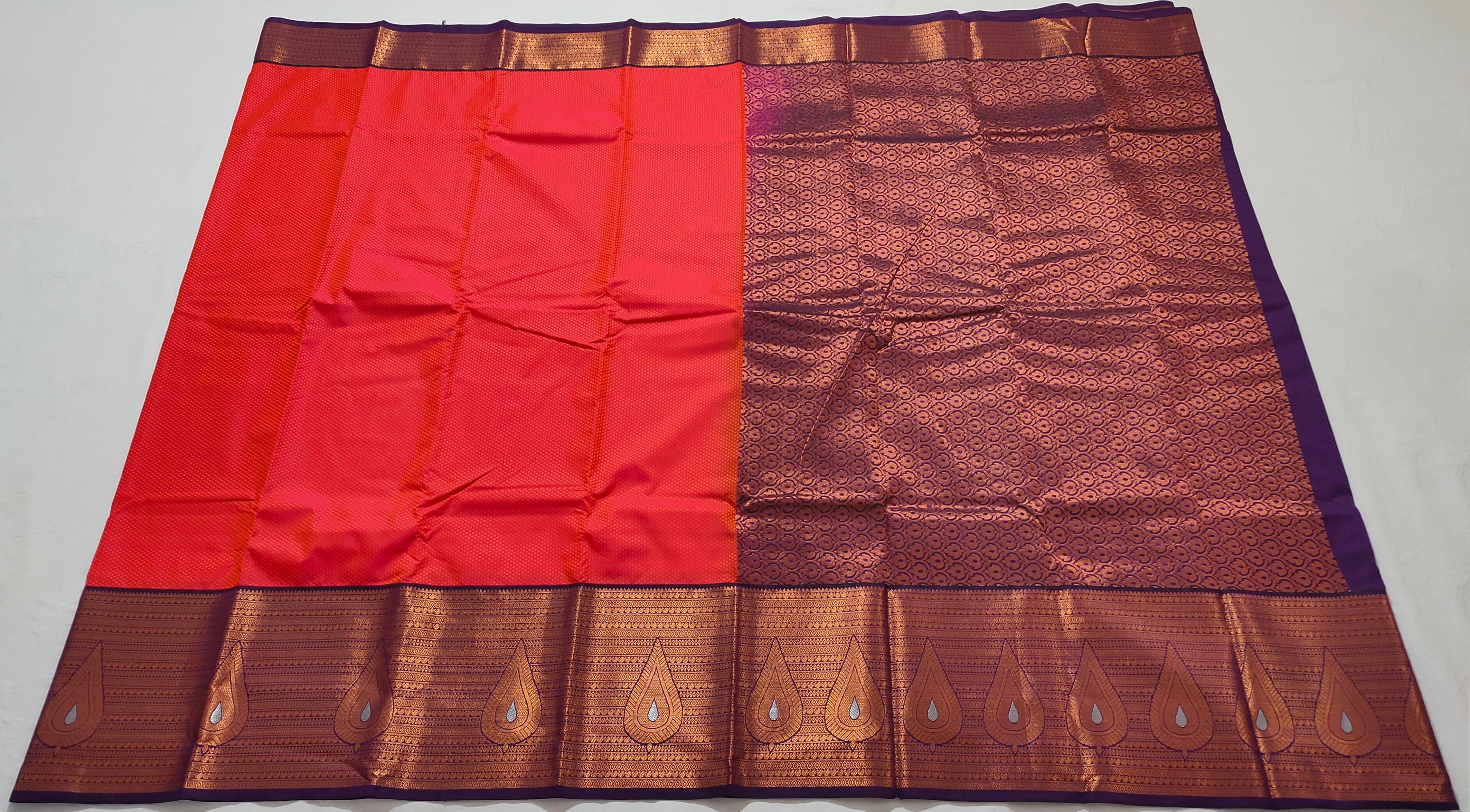 Kanchi Vegan Silk Saree With Contrast Blouse and Rich Jari Pallu