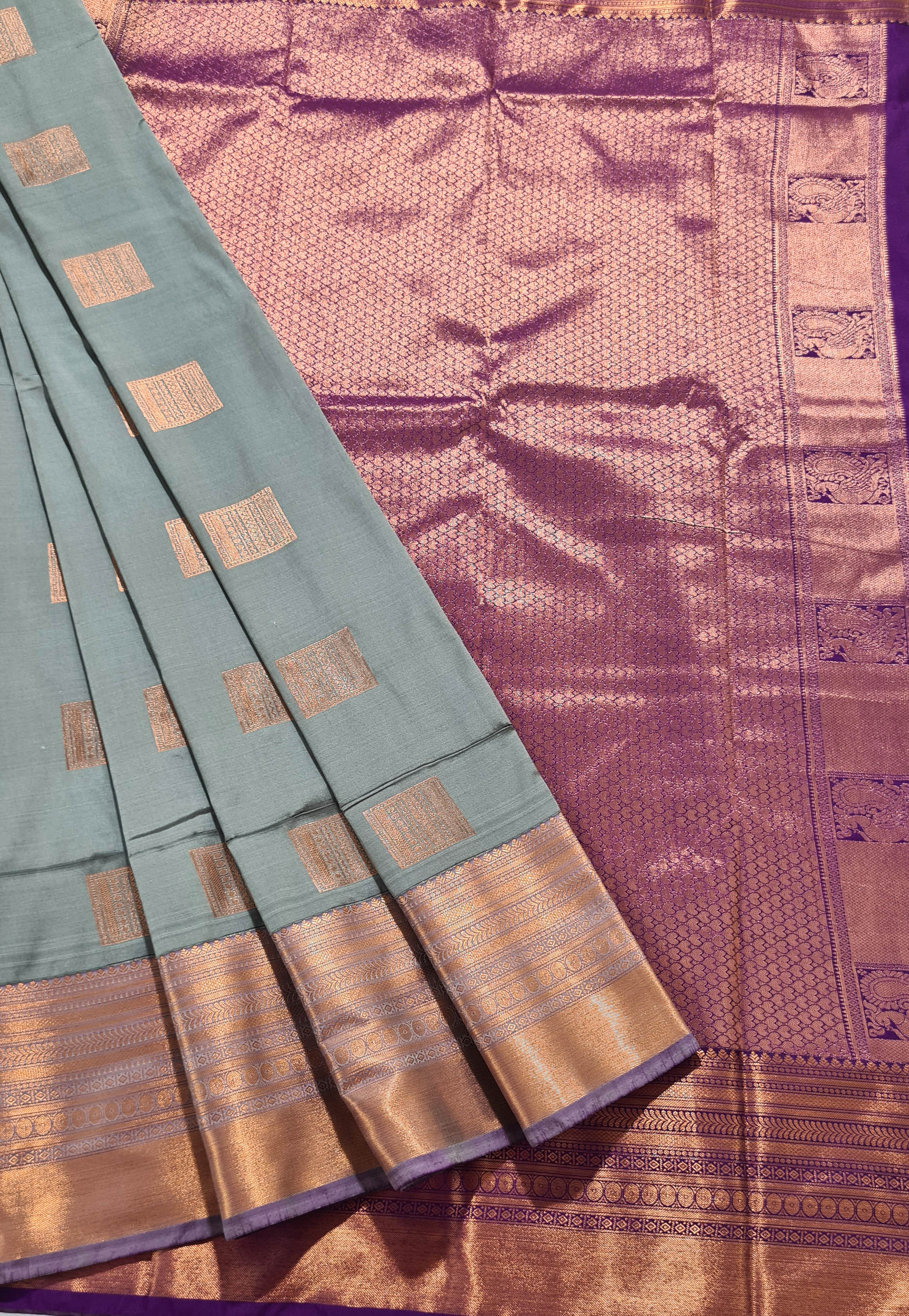 Kanchi Vegan Silk Saree With Contrast Blouse and Rich Jari Pallu