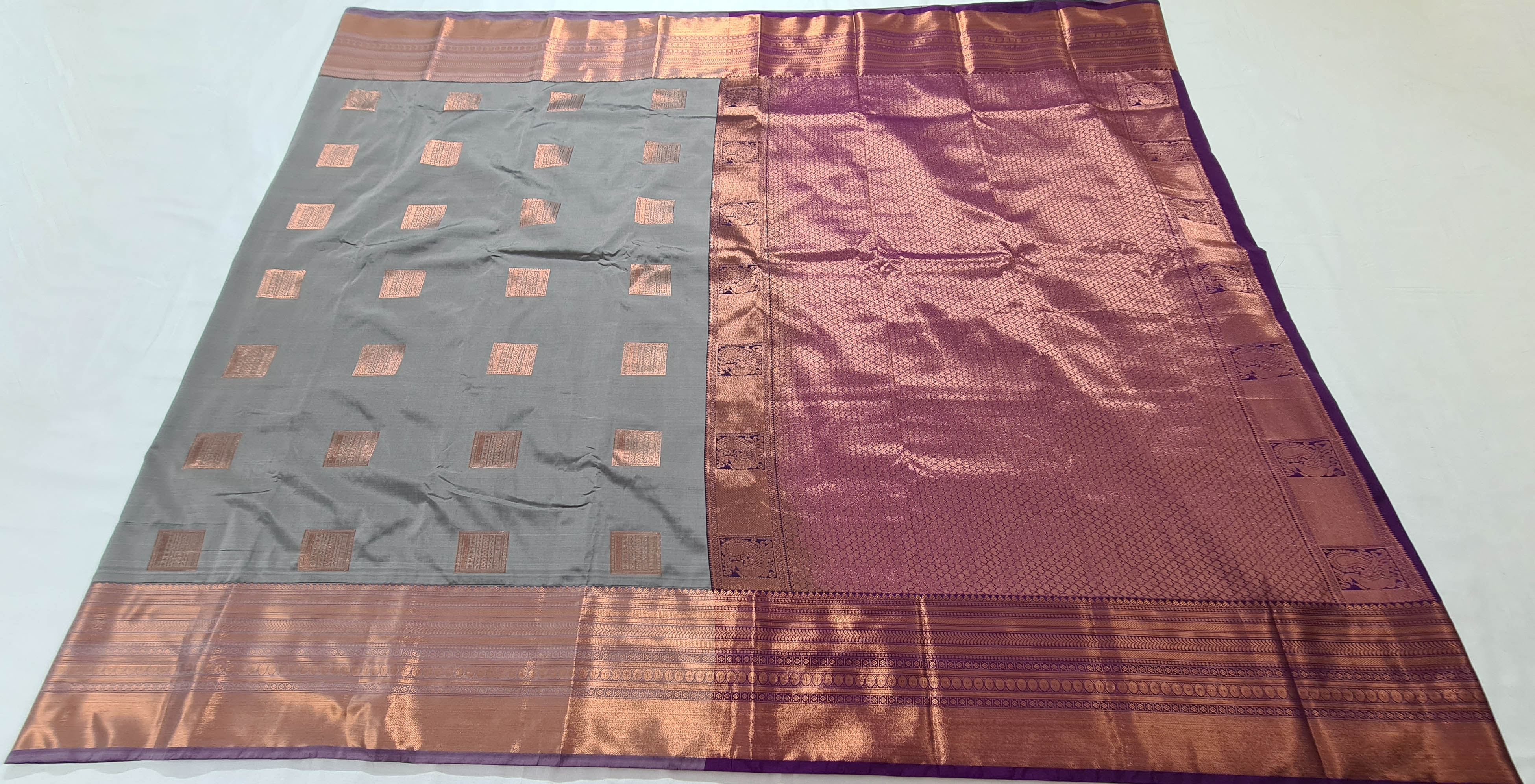 Kanchi Vegan Silk Saree With Contrast Blouse and Rich Jari Pallu