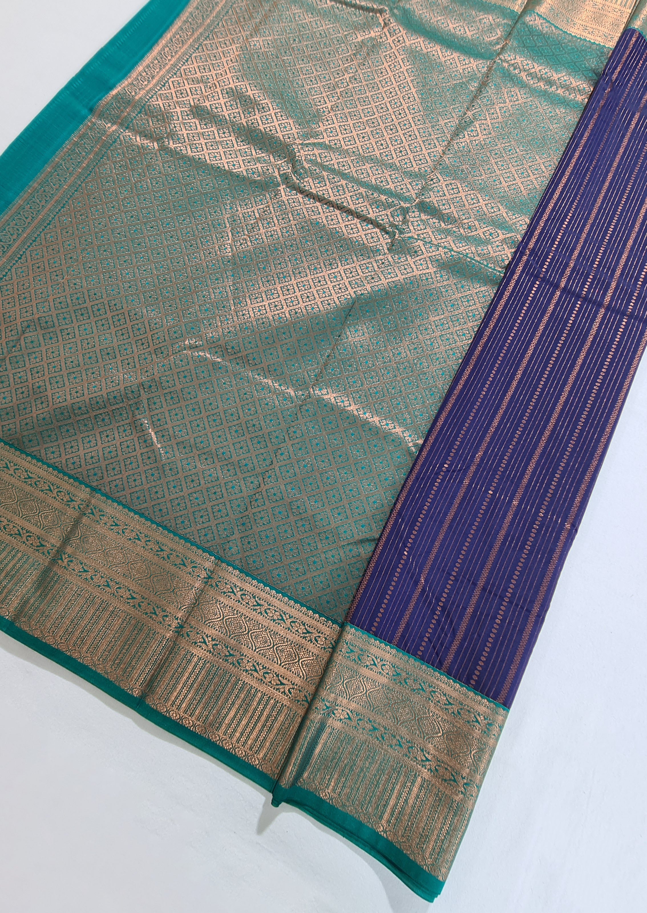 Kanchi Vegan Silk Saree With Contrast Blouse and Rich Jari Pallu