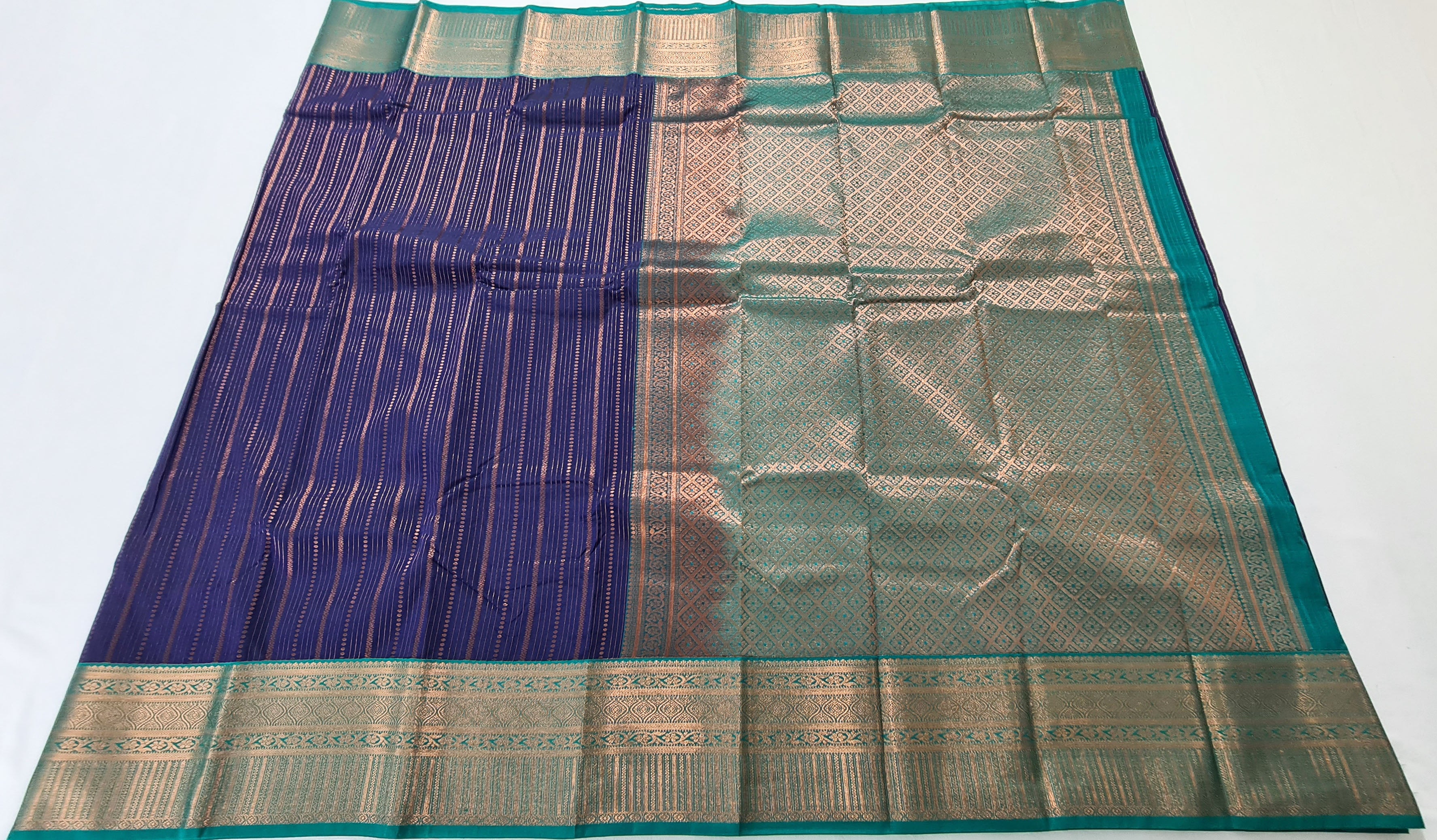 Kanchi Vegan Silk Saree With Contrast Blouse and Rich Jari Pallu