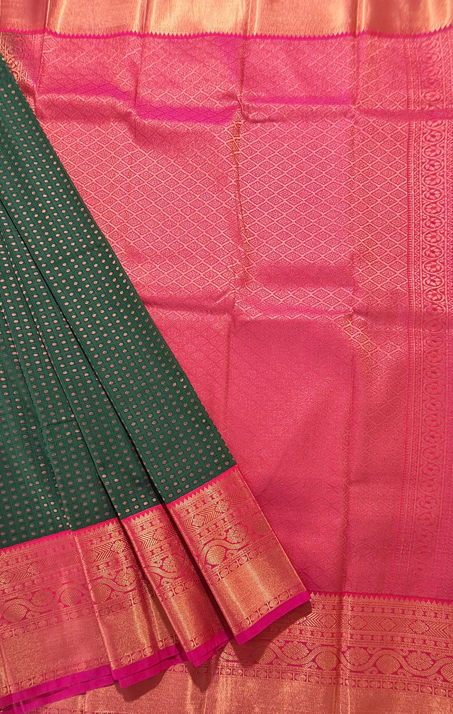 Kanchi Vegan Silk Saree With Contrast Blouse and Rich Jari Pallu