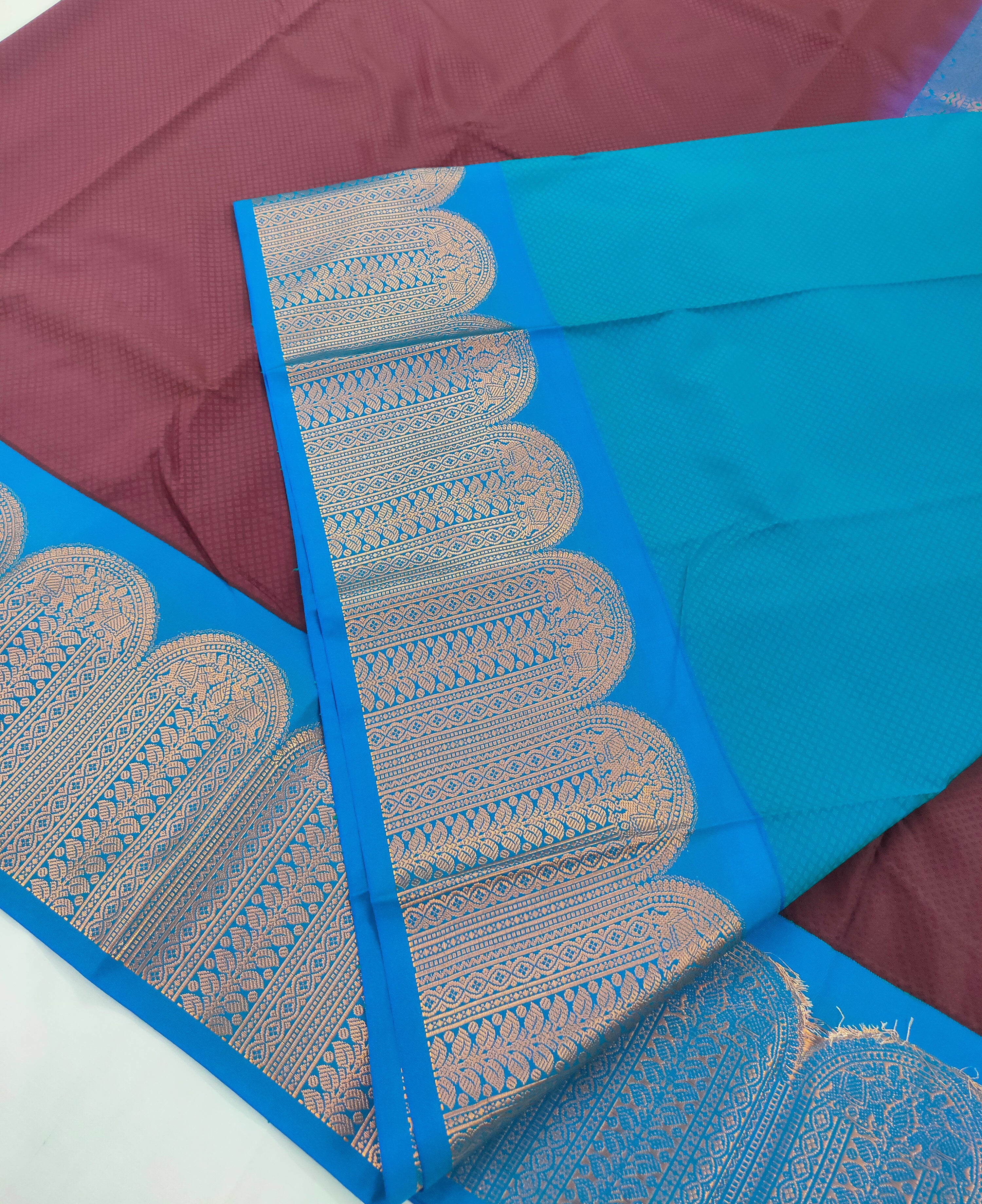 Kanchi Vegan Silk Saree with Contrast Blouse and Rich Jari Pallu