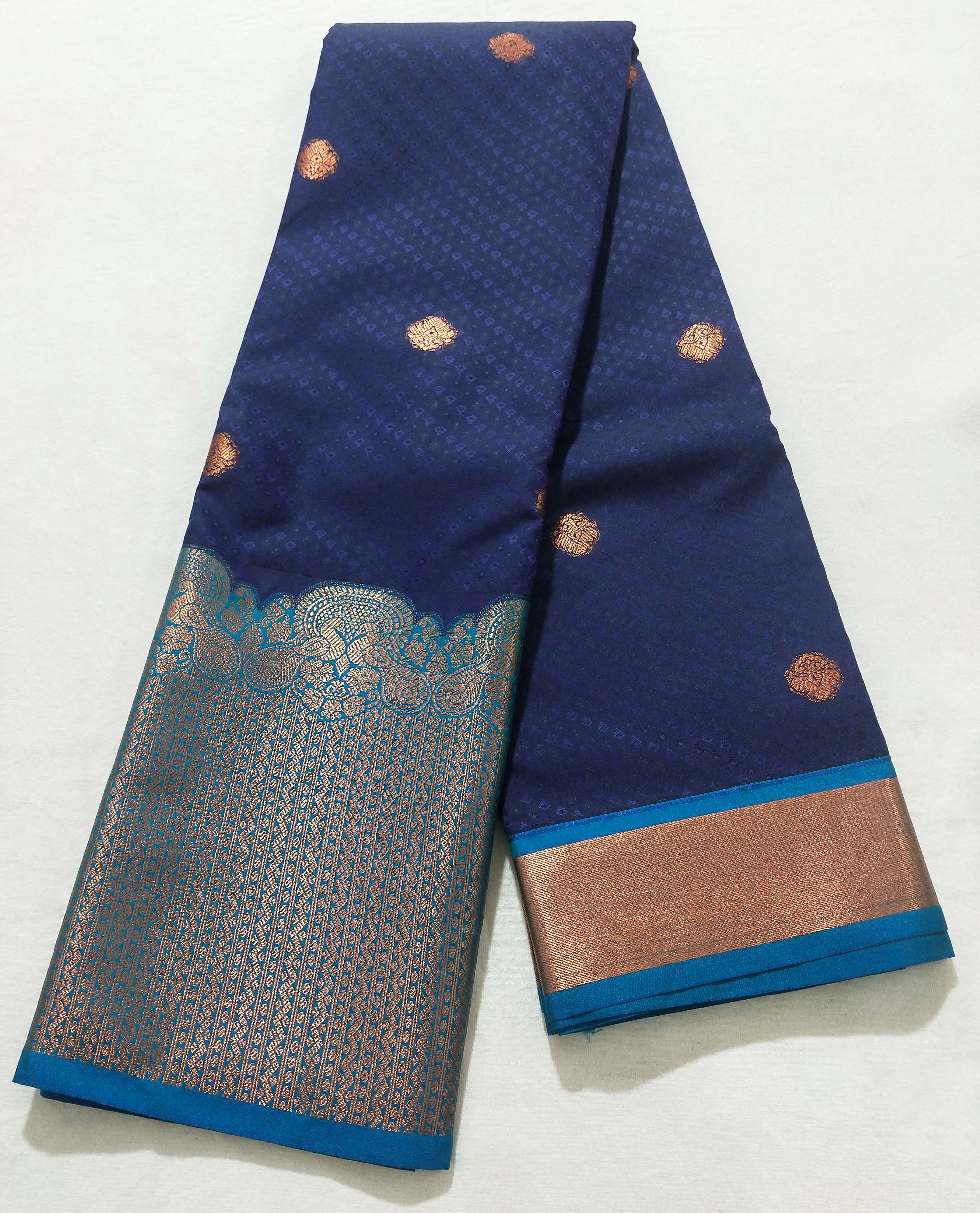 Kanchi Vegan Silk Saree With Contrast Blouse and Rich Jari Pallu