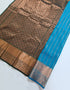 Kanchi Vegan Silk Saree With Contrast Blouse and Rich Jari Pallu