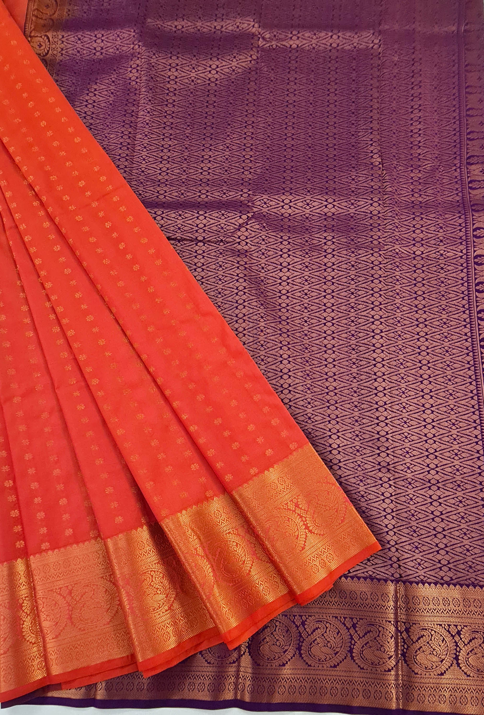 Kanchi Vegan Silk Saree With Contrast Blouse and Rich Jari Pallu