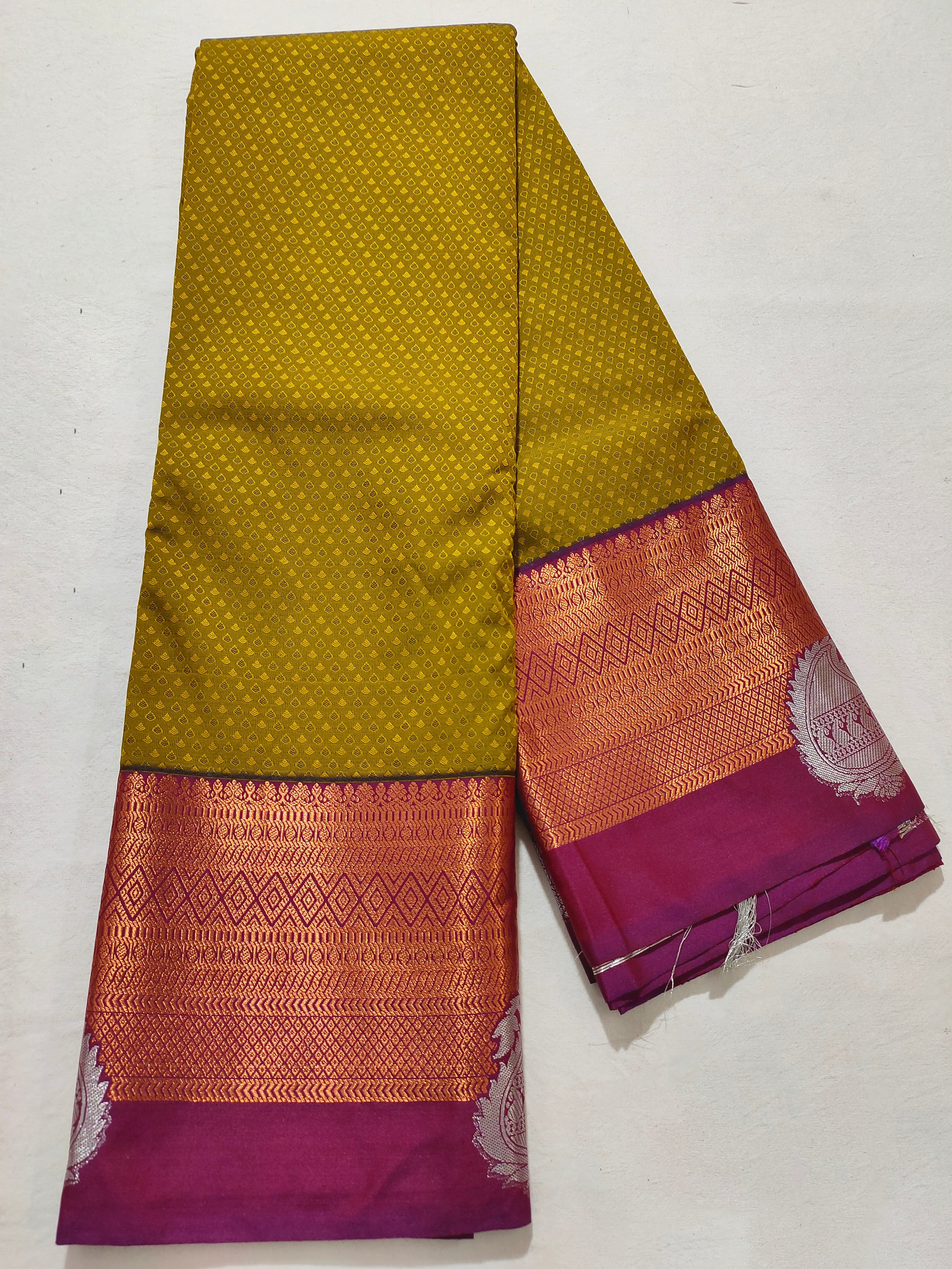 Kanchi Vegan Silk Saree With Contrast Blouse and Rich Jari Pallu